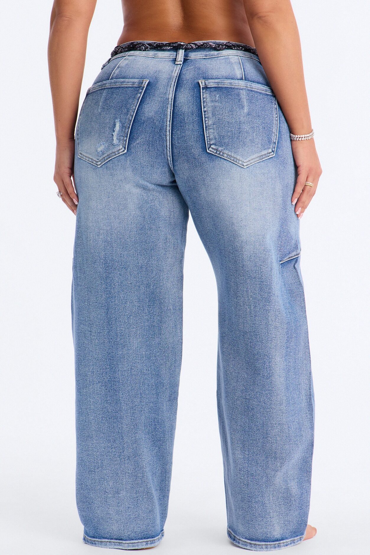 Sardinia Summer Belted Loose Fit Jeans - Medium Wash