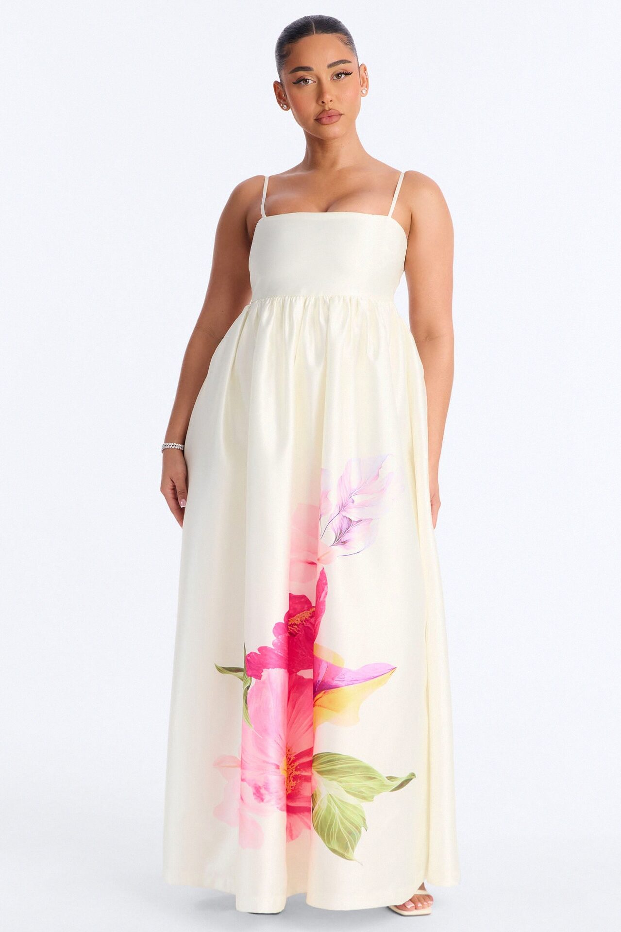 Blushing Petals Maxi Dress - Ivory/combo