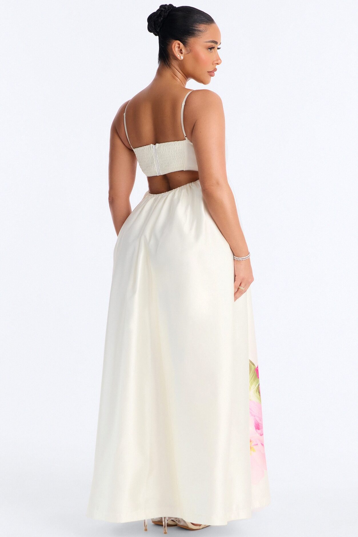 Blushing Petals Maxi Dress - Ivory/combo