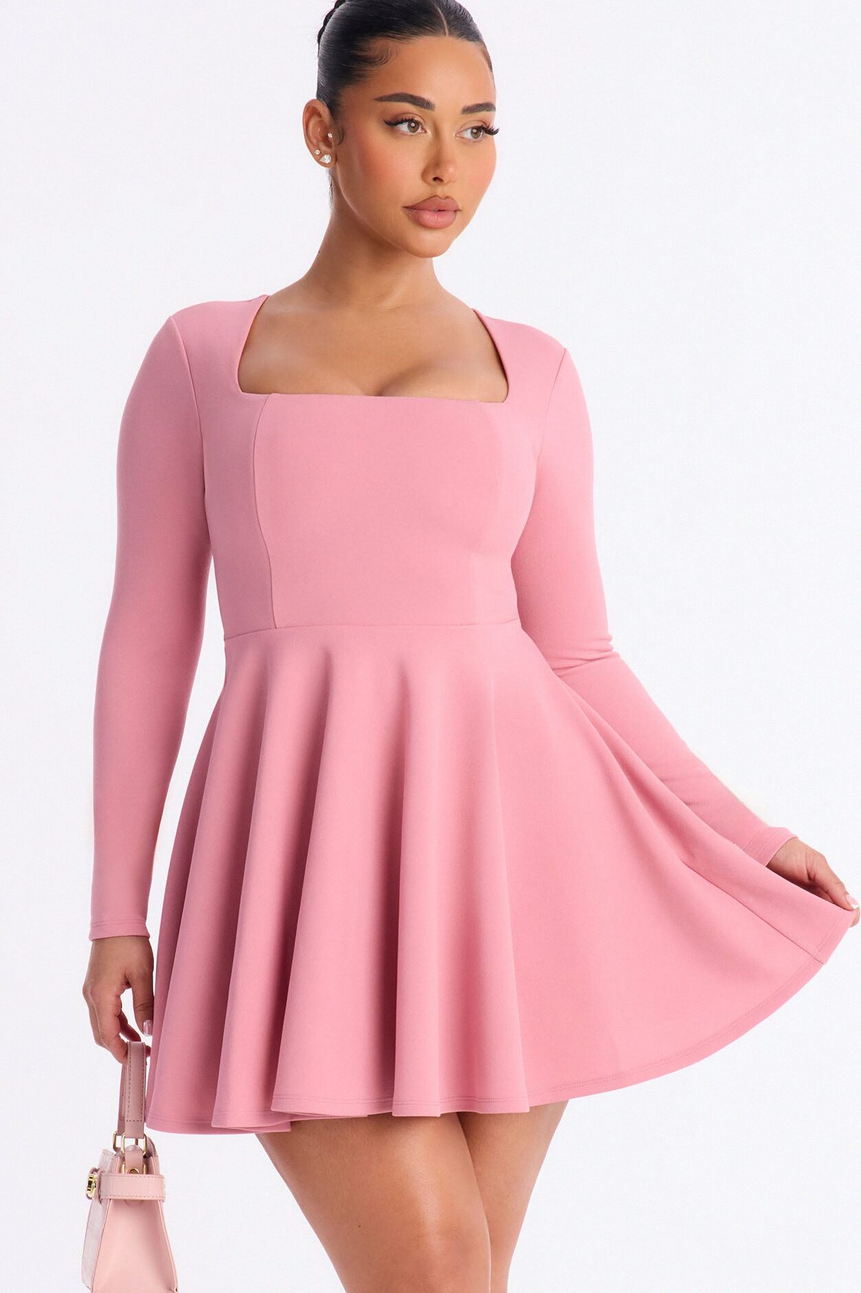Alena Long Sleeve Mini Dress - Mauve
