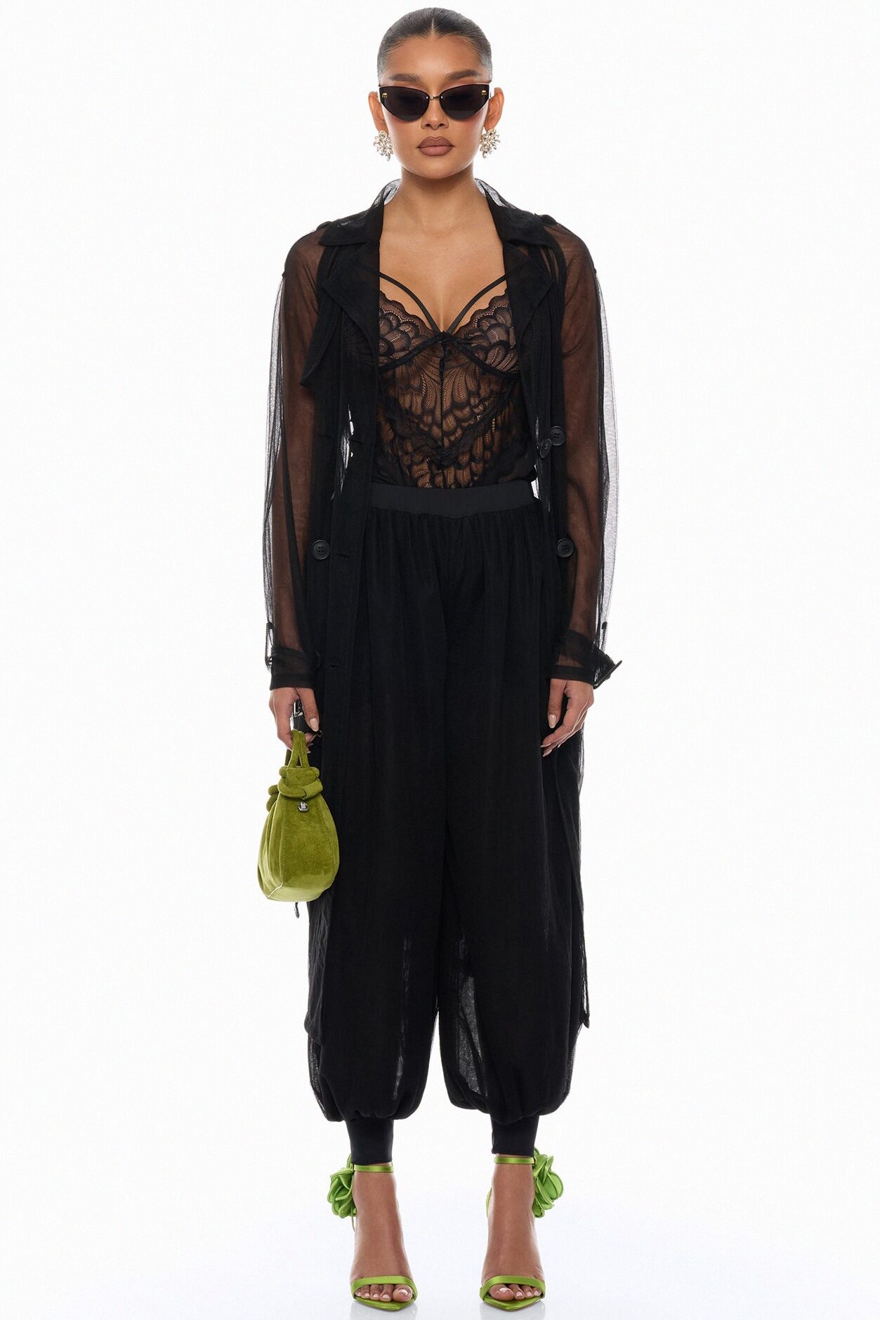 Karlee Tulle Balloon Pant - Black