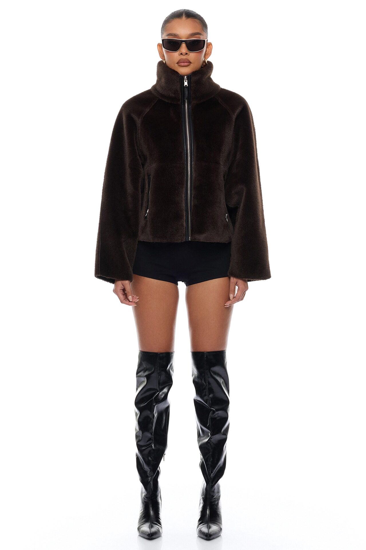 Fallon Reversible Faux Leather Jacket - Black/Brown
