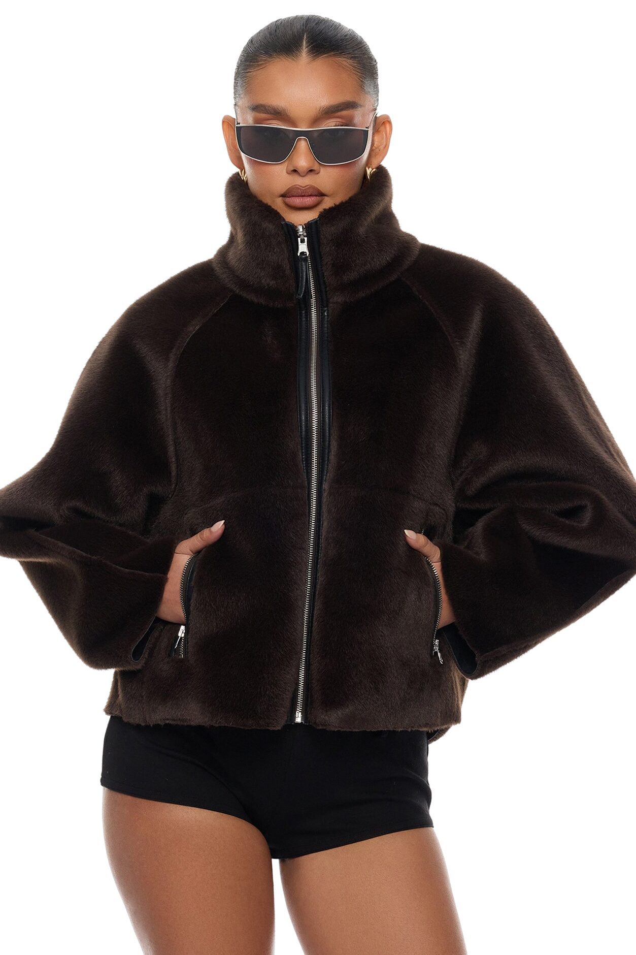 Fallon Reversible Faux Leather Jacket - Black/Brown