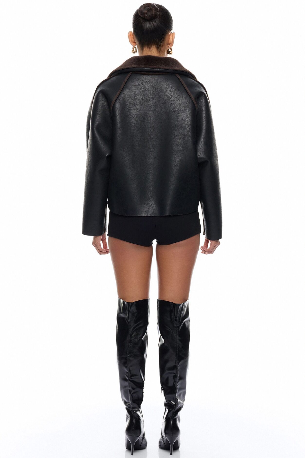 Fallon Reversible Faux Leather Jacket - Black/Brown