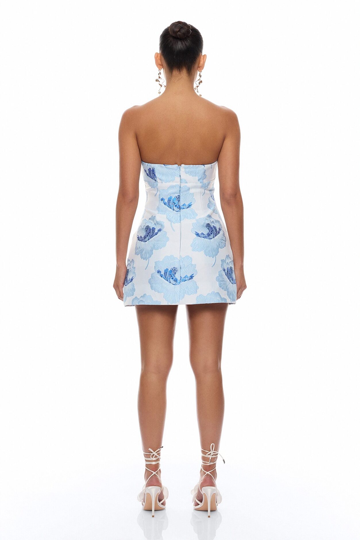 Fiora Strapless Jacquard Mini Dress - Blue