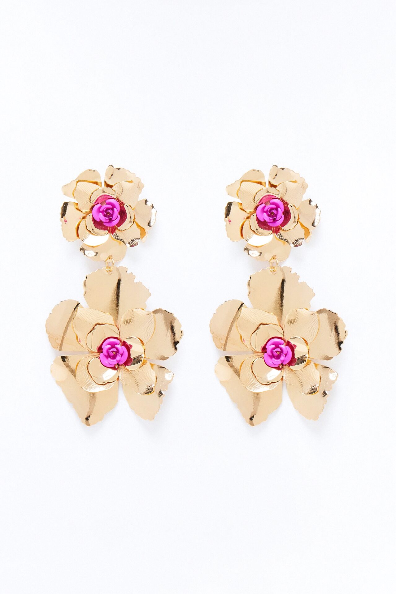 Smelling The Roses Drop Earrings - Gold