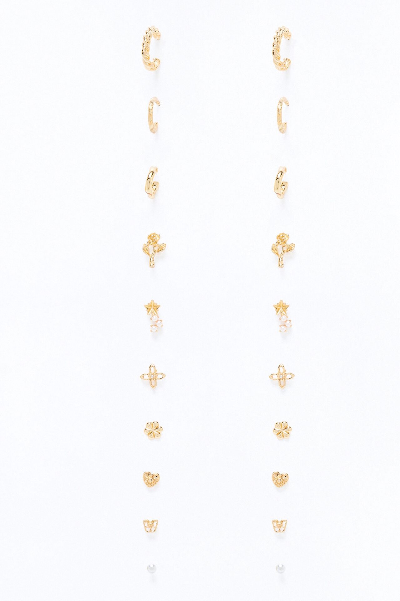 Spring Baby 10 Pair Multi Earring Set - Gold