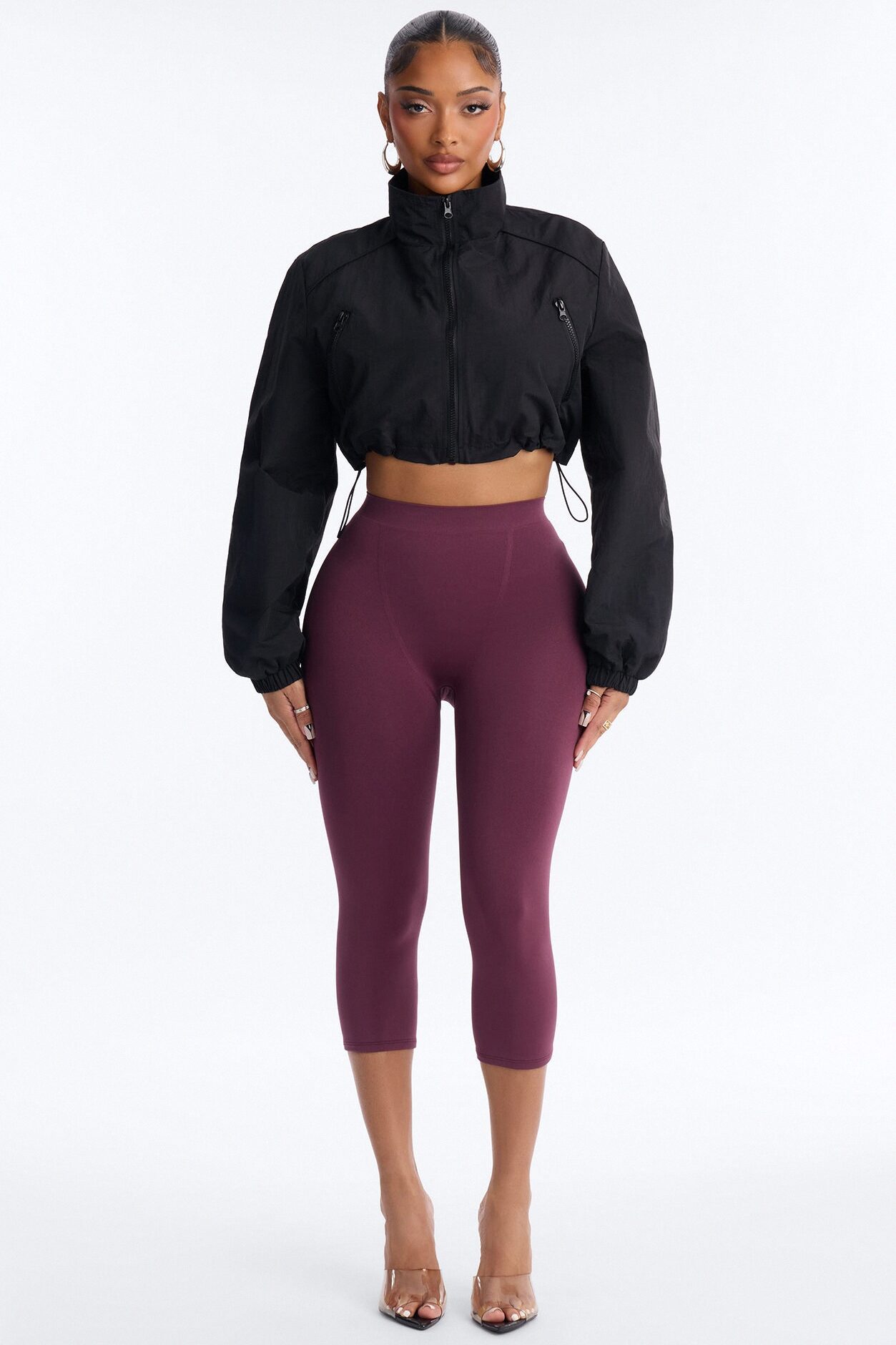 Seamless Smooth Double Lined Capri Pant - Plum