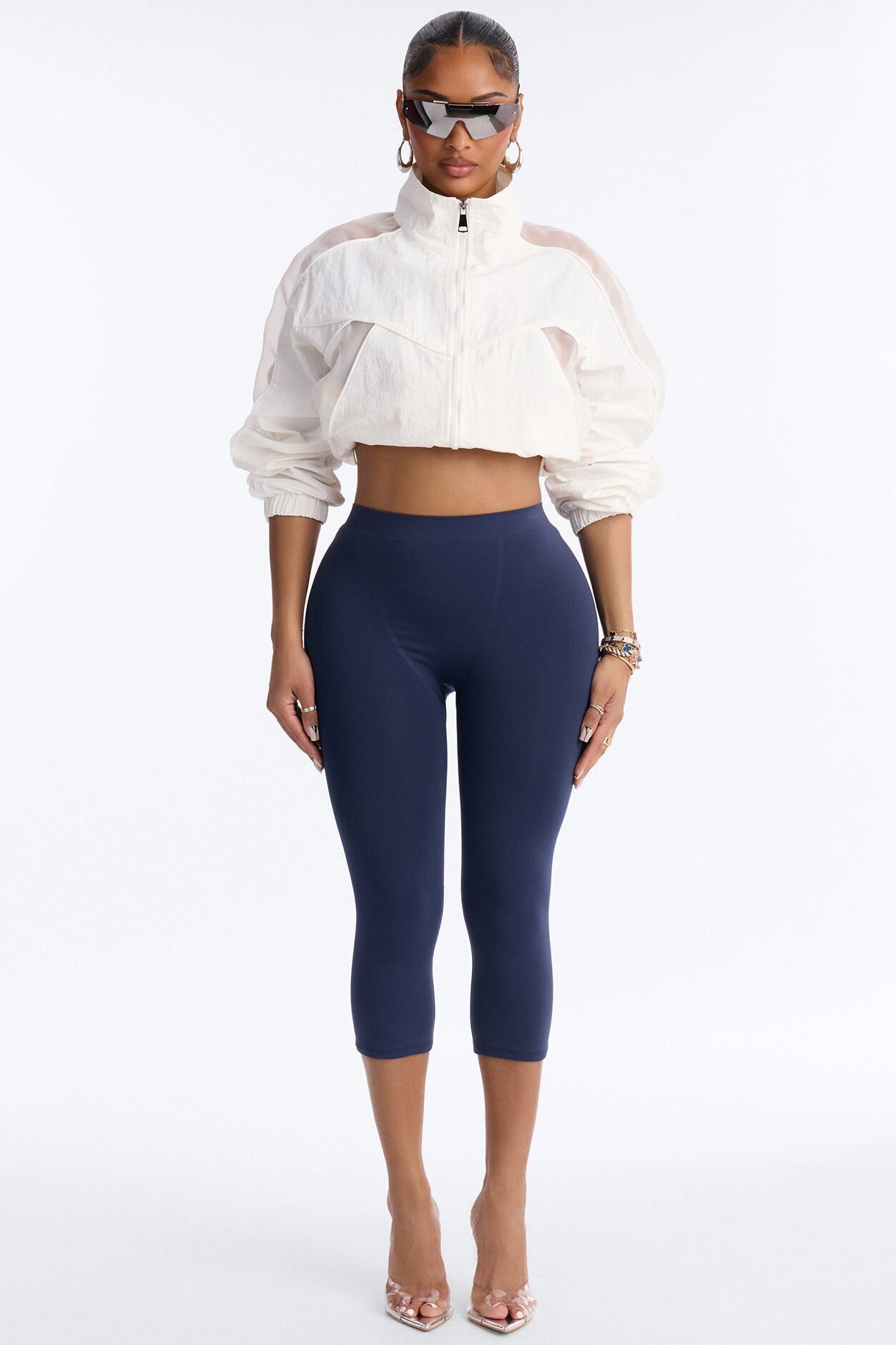 Seamless Smooth Double Lined Capri Pant - Navy