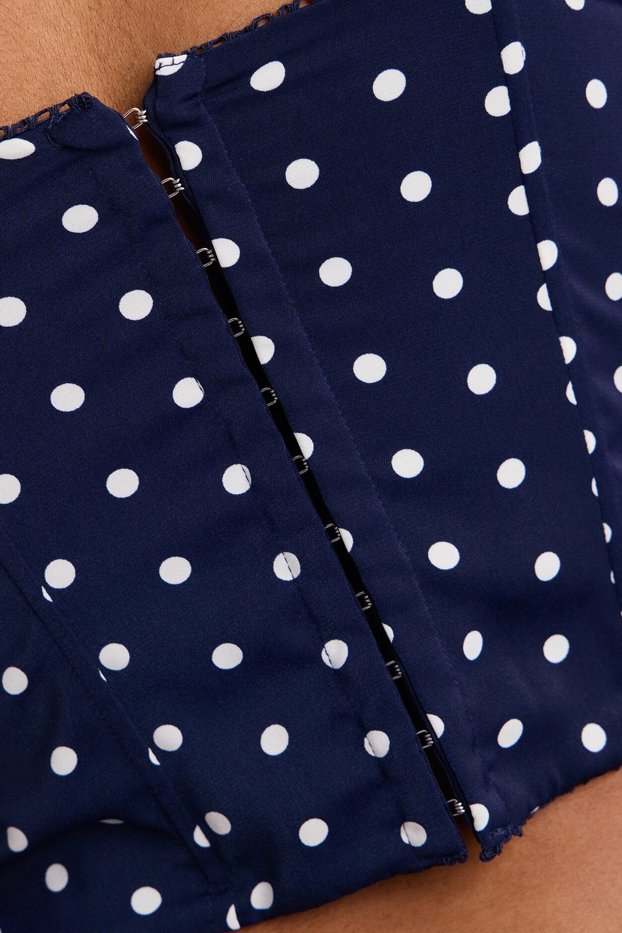 Lovely Day Polka Dot Corset Top - Navy
