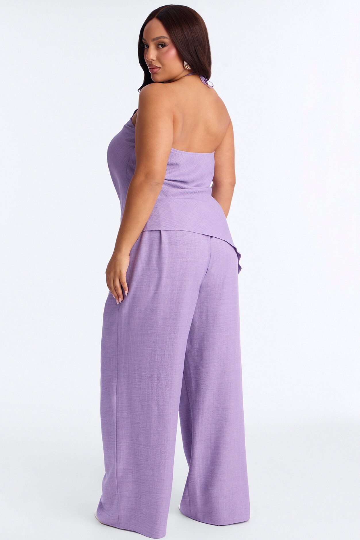 Irene Halter Asymmetrical Pant Set - Purple