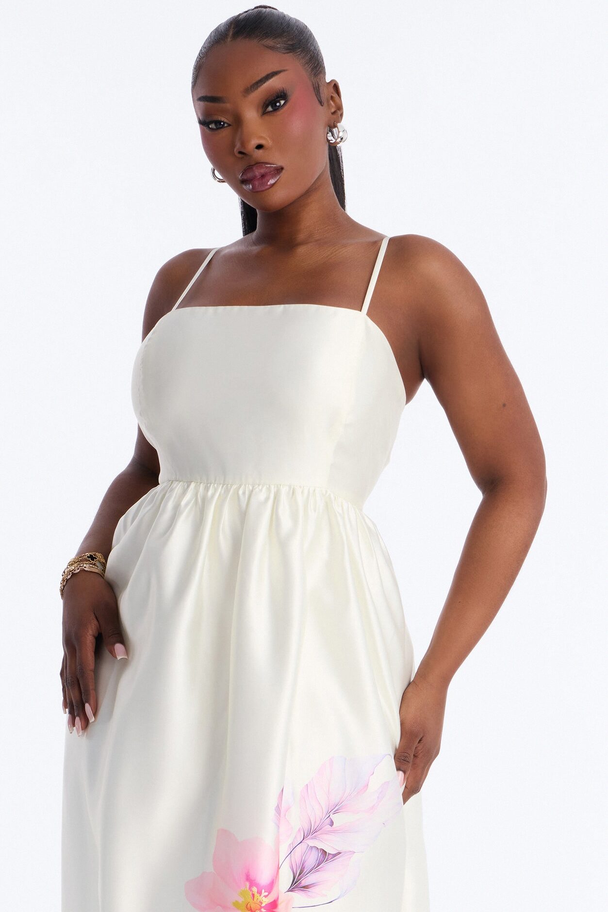 Blushing Petals Maxi Dress - Ivory/combo
