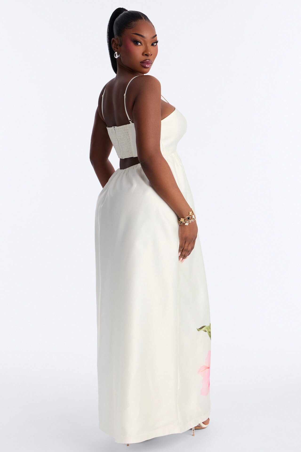 Blushing Petals Maxi Dress - Ivory/combo