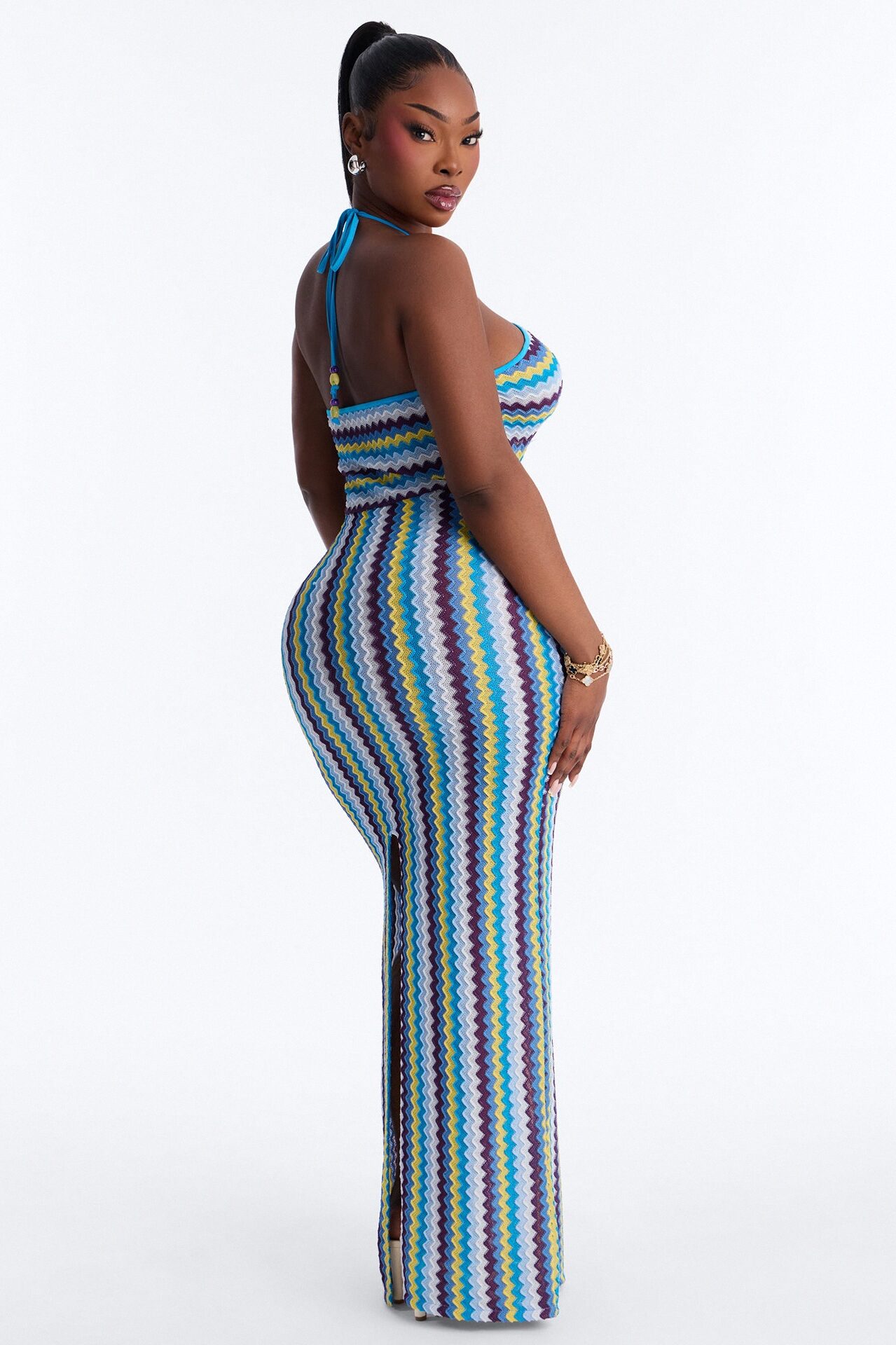 Deep Sea Swim Knit Cover Up Dress - Blue/combo