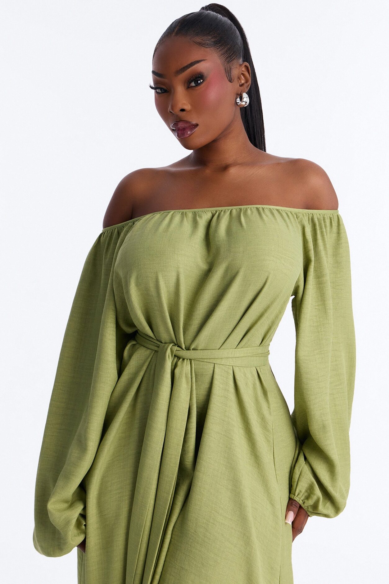 Tianna Tie Waist Maxi Dress - Chartreuse