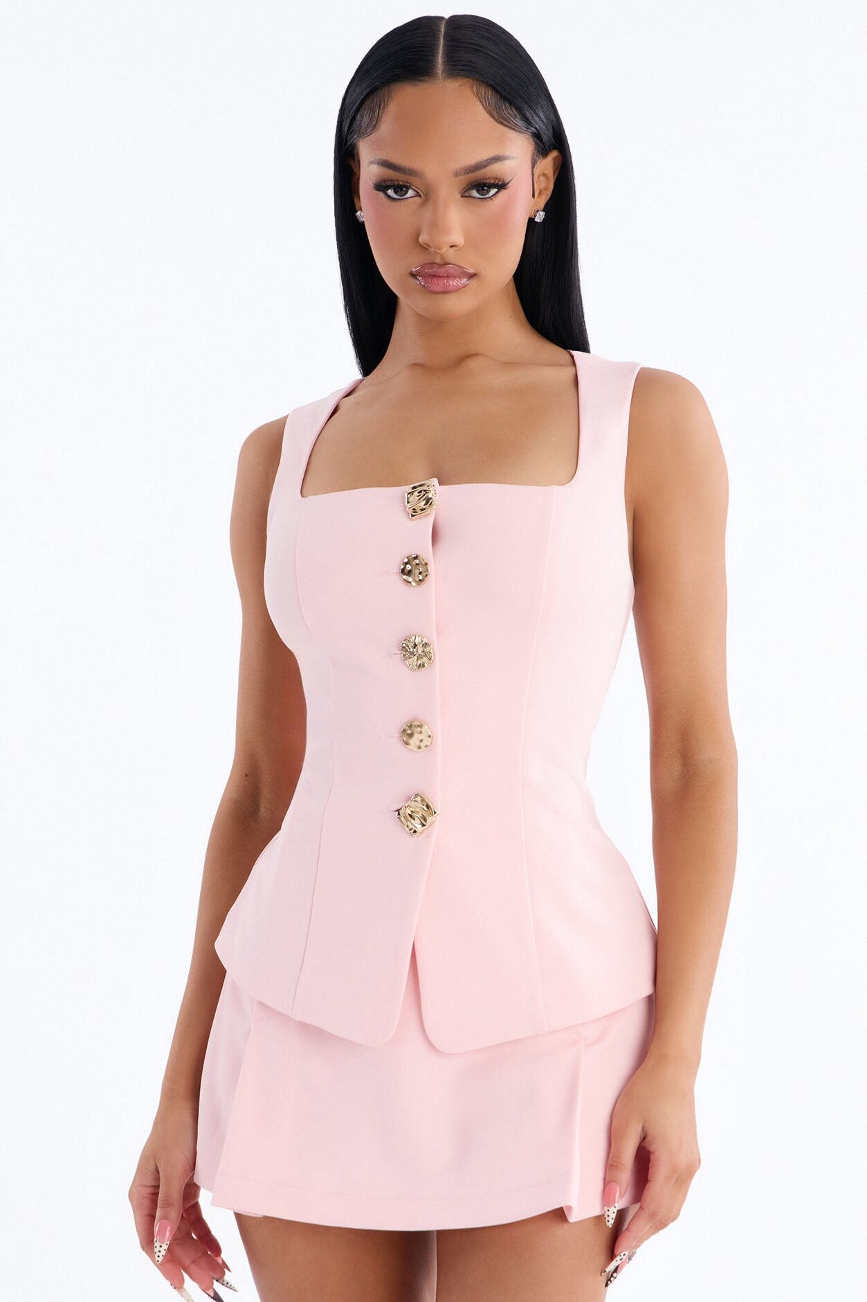 Melanie Vest Skort Set - Pink