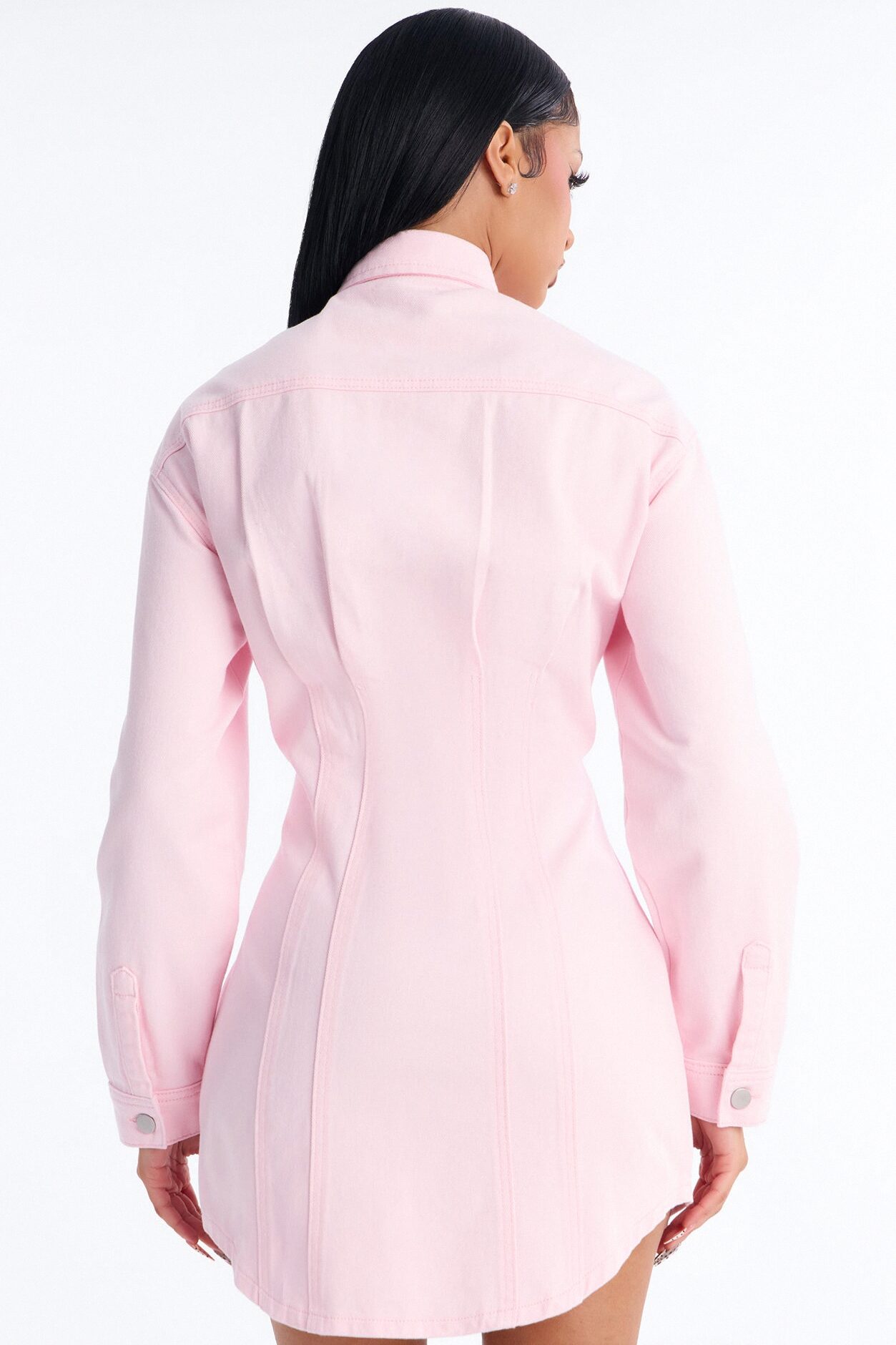Alessandra Denim Mini Dress - Light Pink