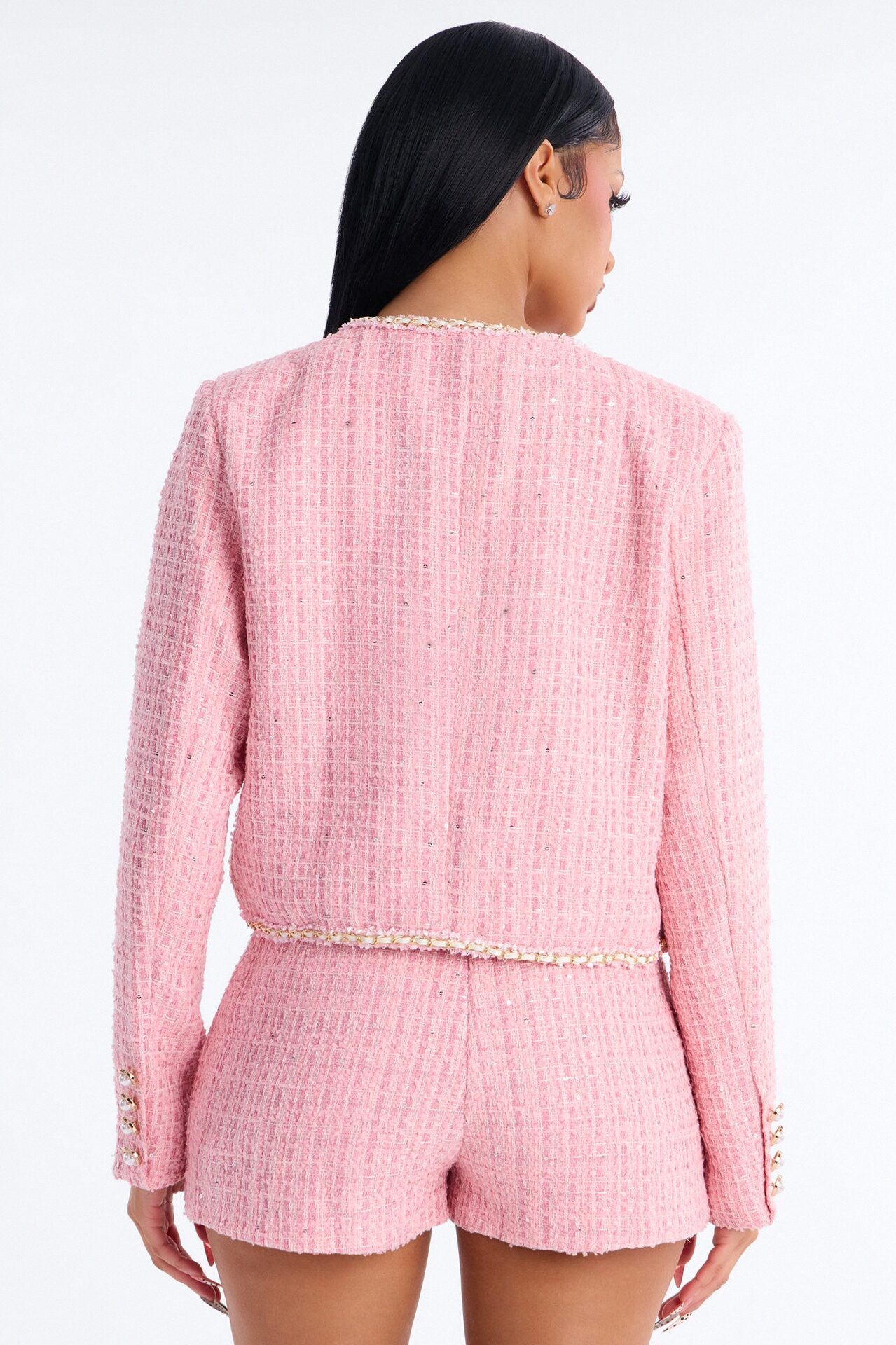 Sophia Tweed Short Set - Pink