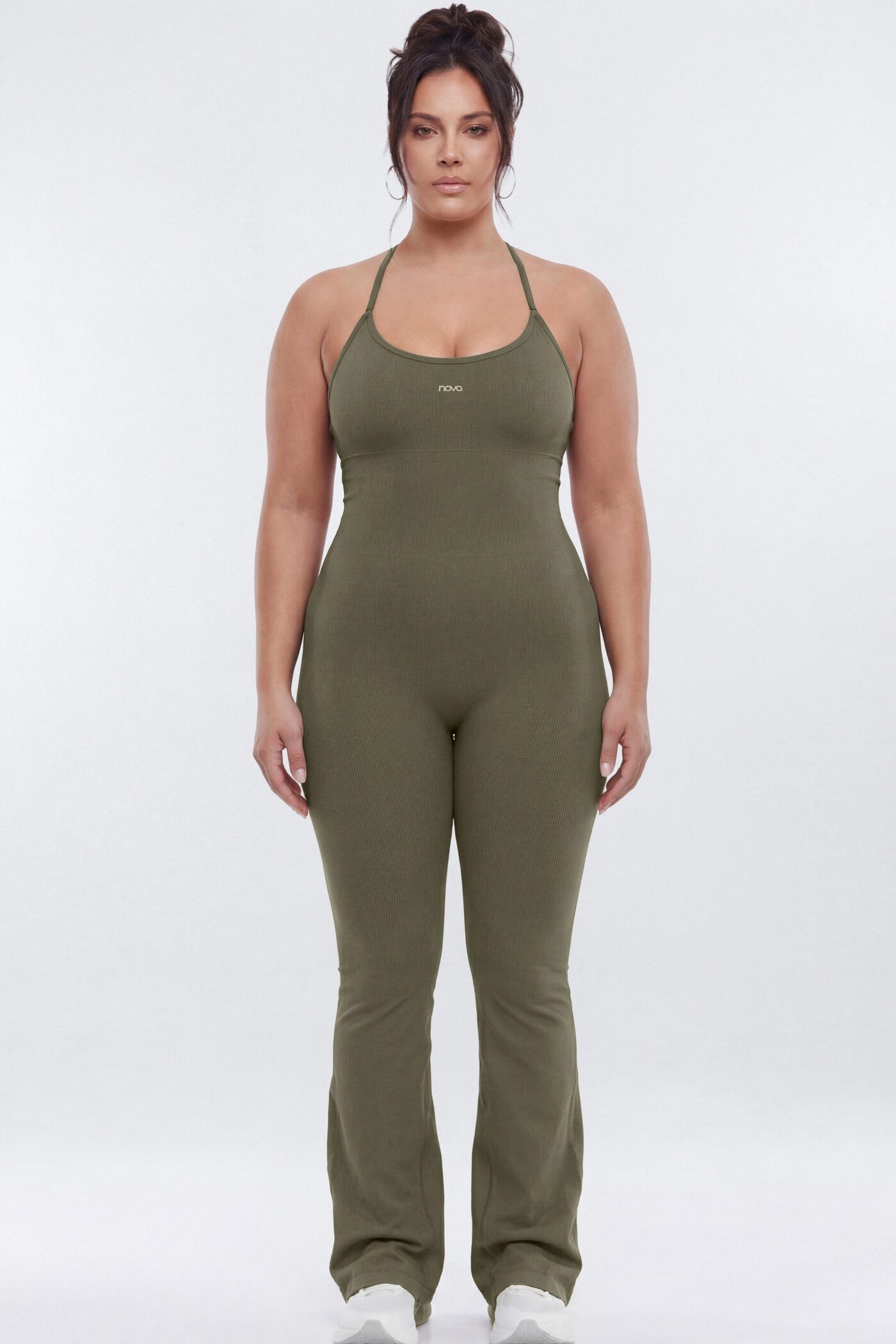 SeamlessLift™ 32″ Flare Jumpsuit - Moss