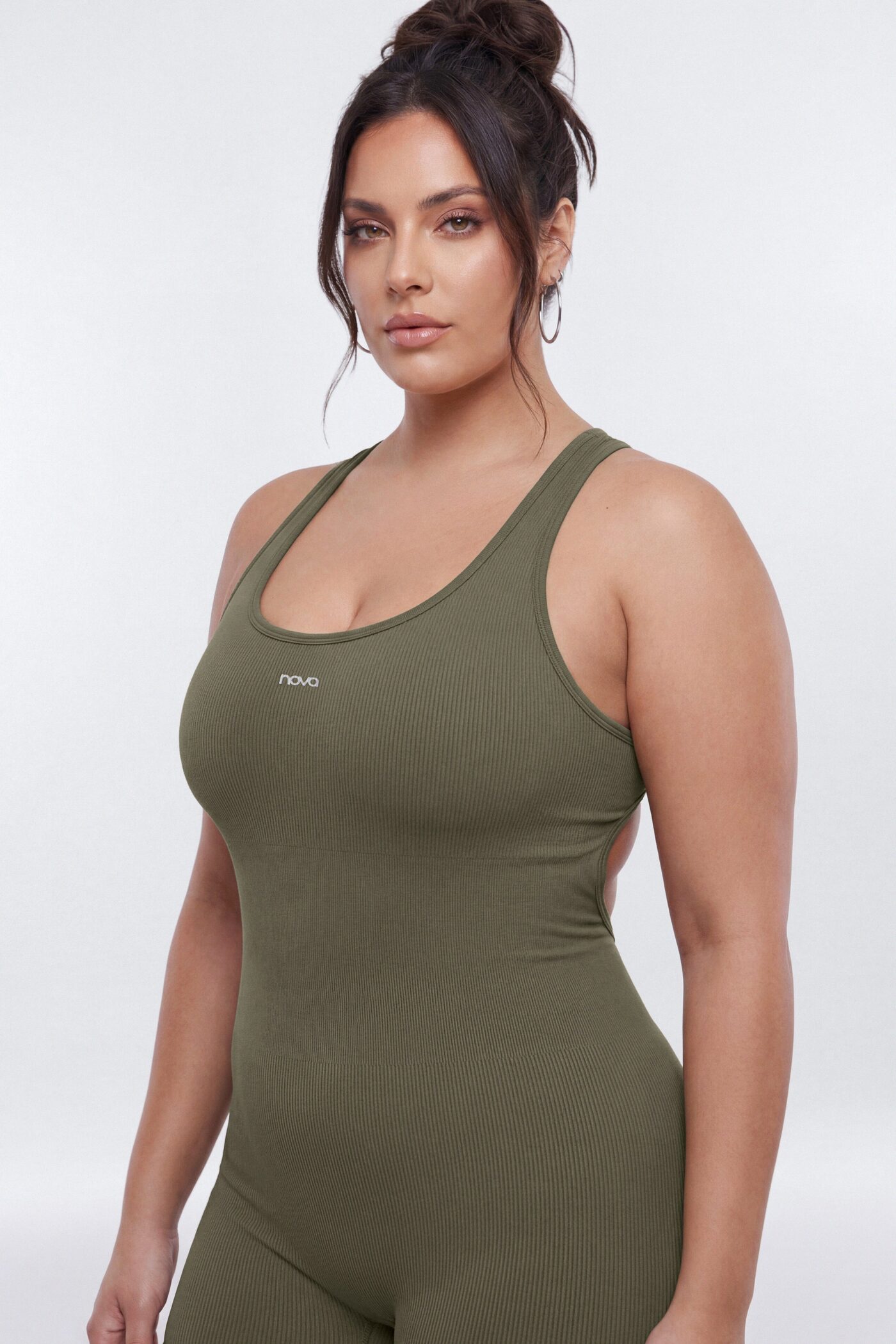 SeamlessLift™ 3″ Back Cut Out Romper - Moss