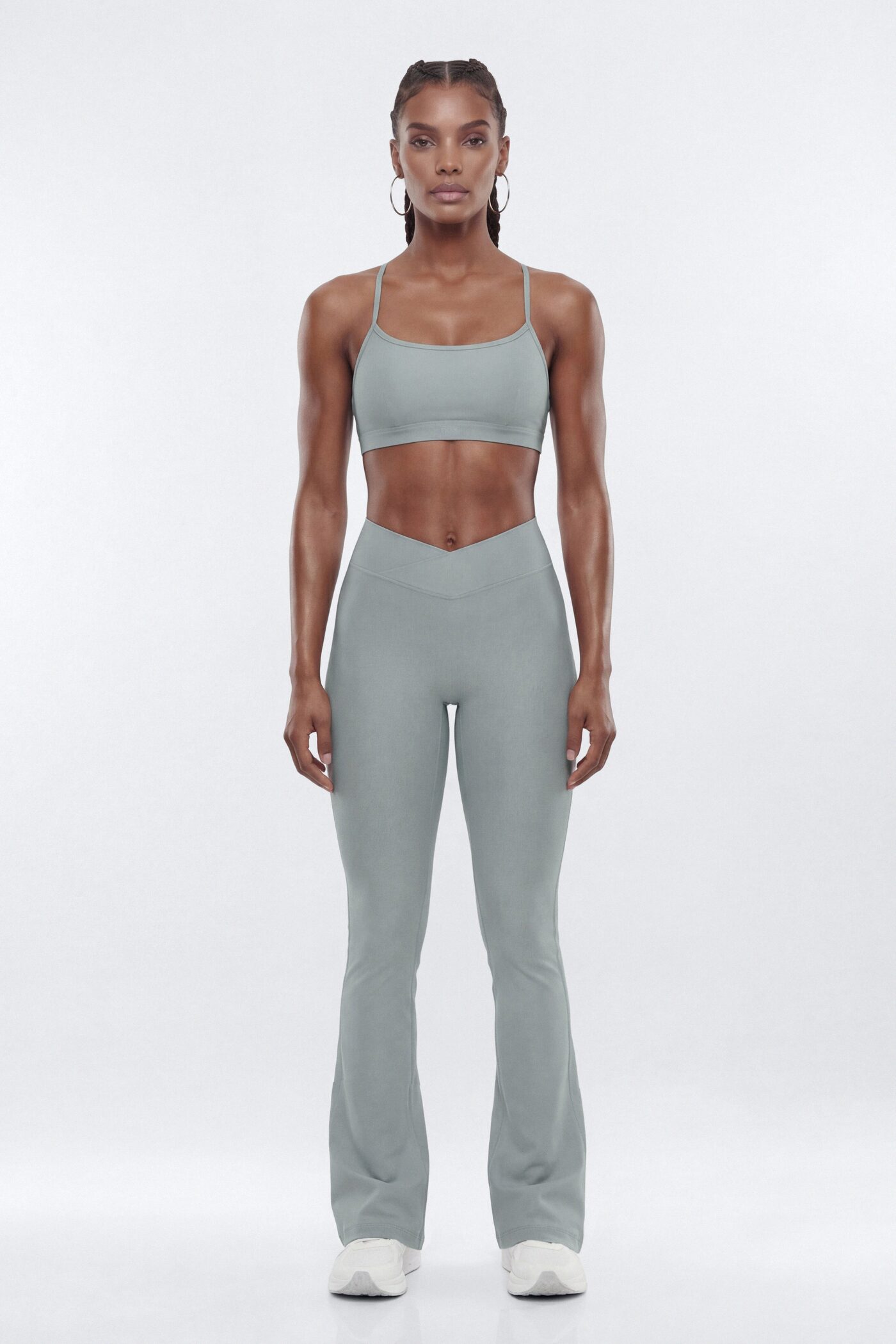 AirSculpt™ 32″ Cross Front Mid Rise Flare Legging - Steel