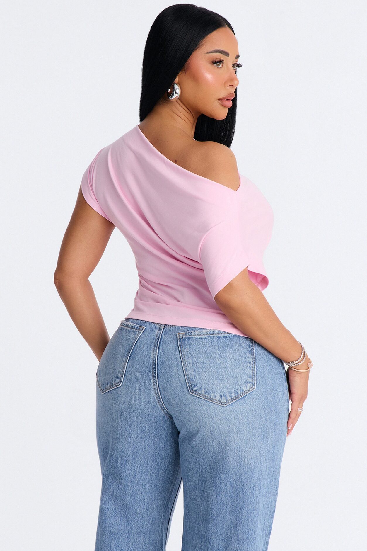 Eva Effortless One Shoulder Top - Pink