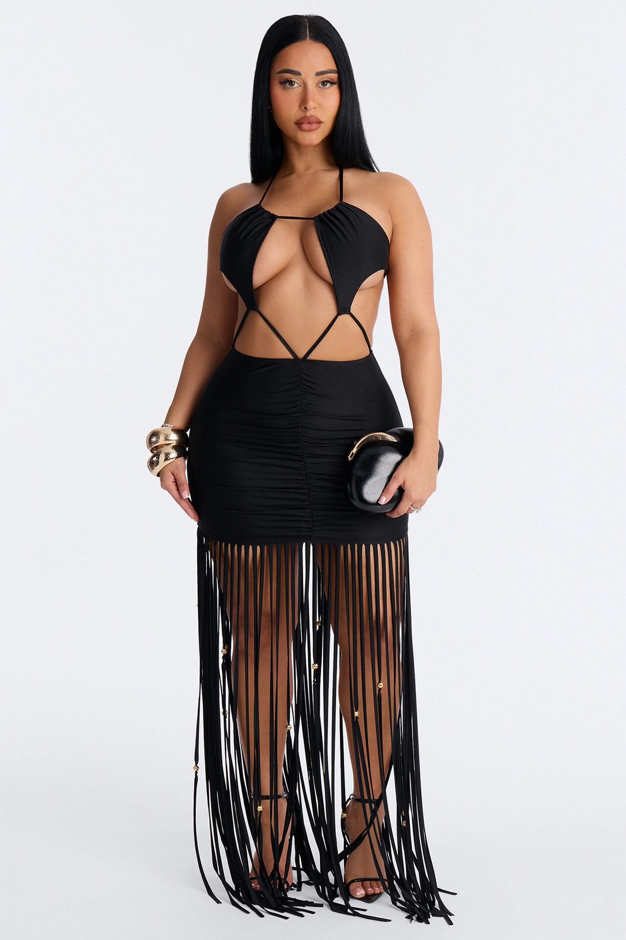 Summertime Muse Fringe Maxi Dress - Black
