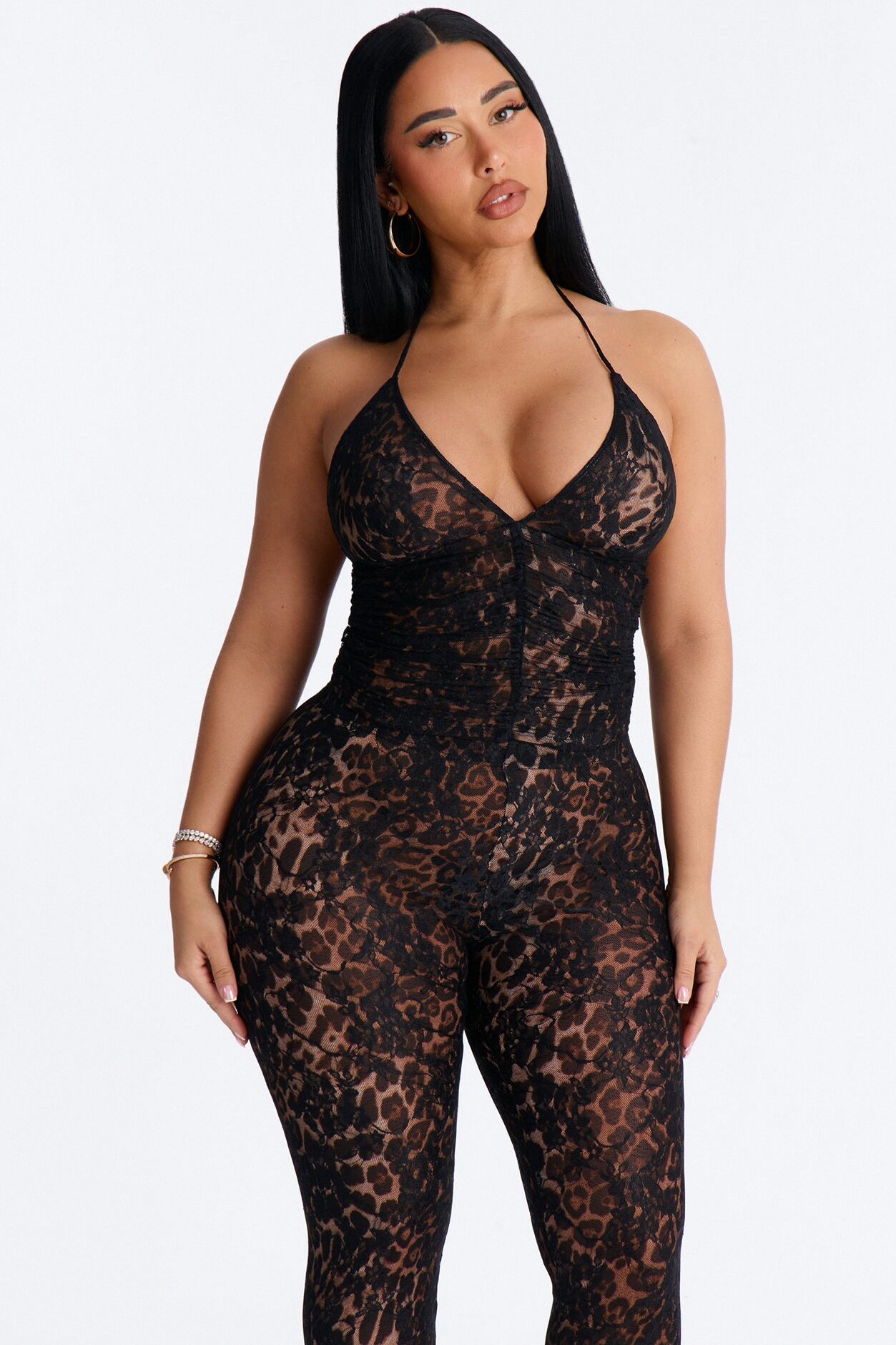 Leora Laced Leopard Capri Set - Black/combo