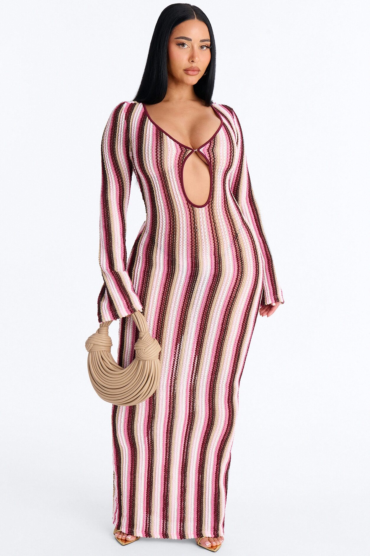 Glow Getter Crochet Maxi Dress - Pink/combo
