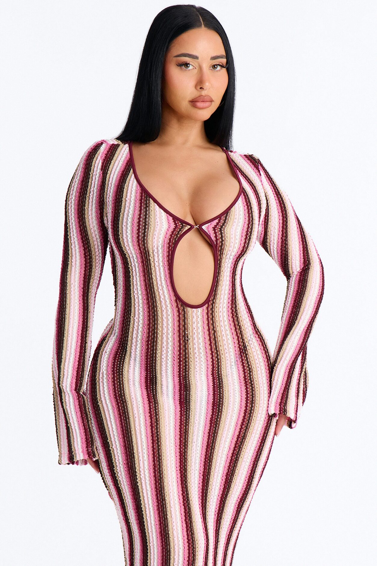 Glow Getter Crochet Maxi Dress - Pink/combo