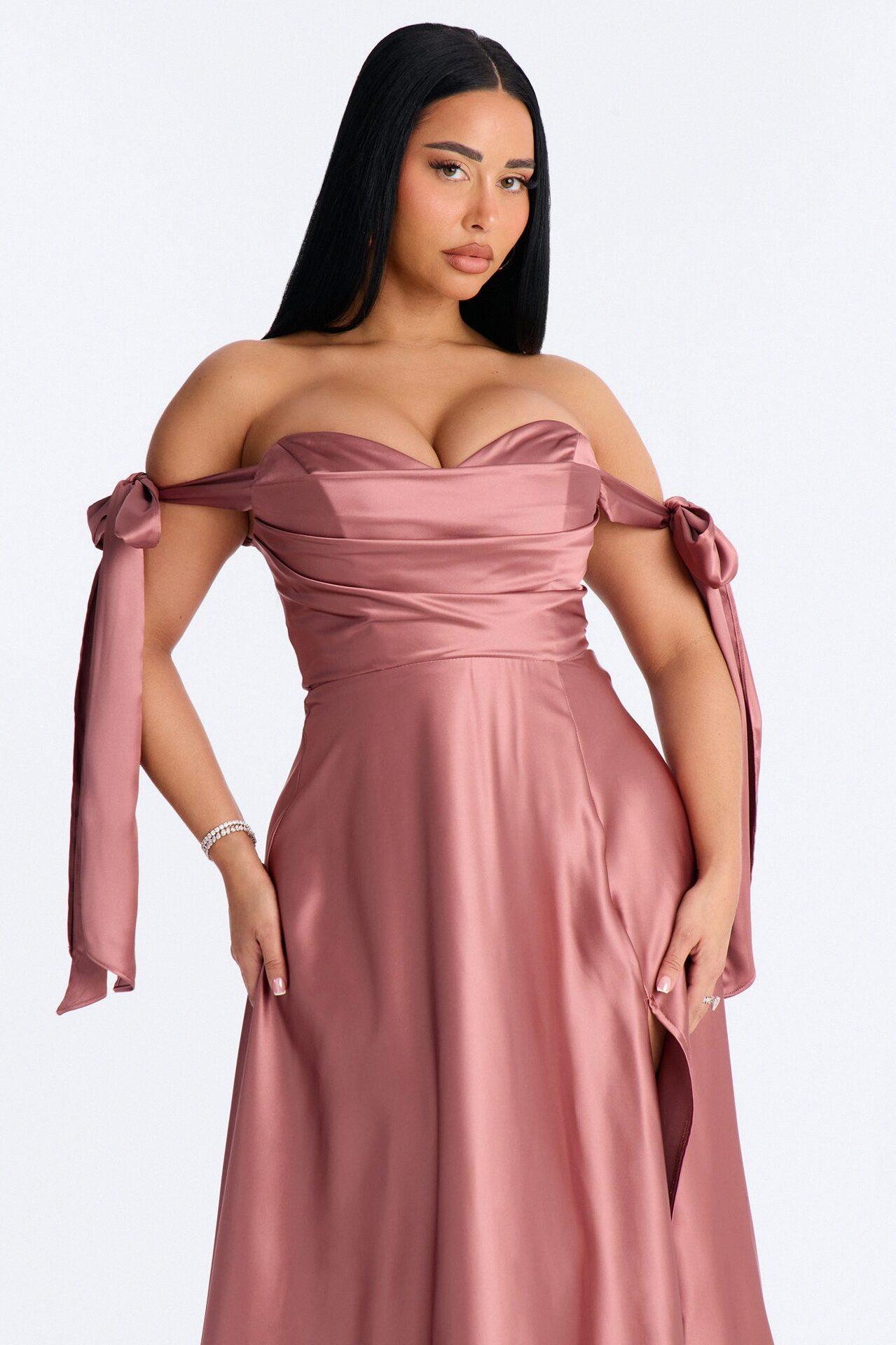 Sweet Intentions Satin Gown - Mocha
