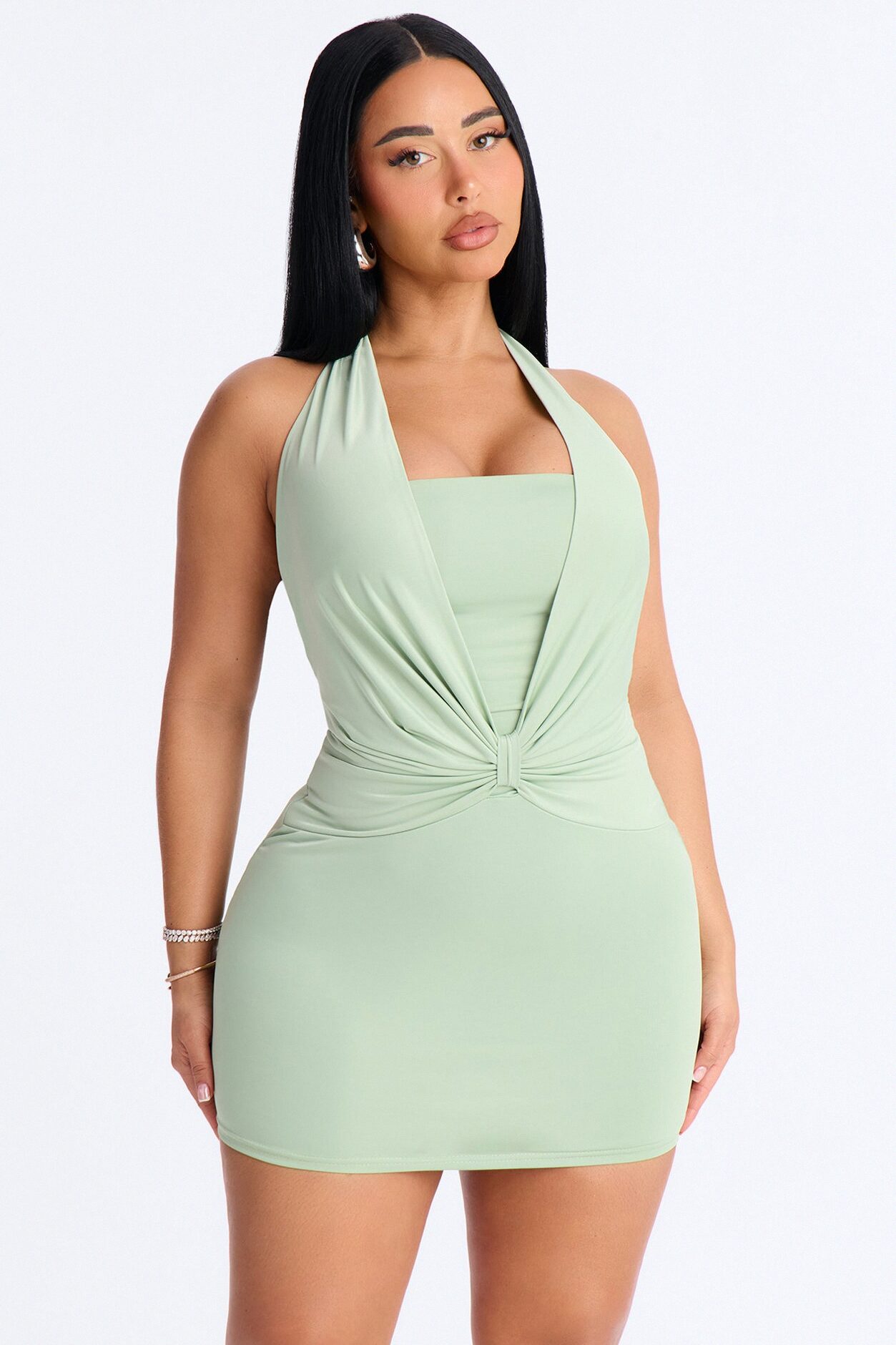 Delilah Ruched Mini Dress - Mint