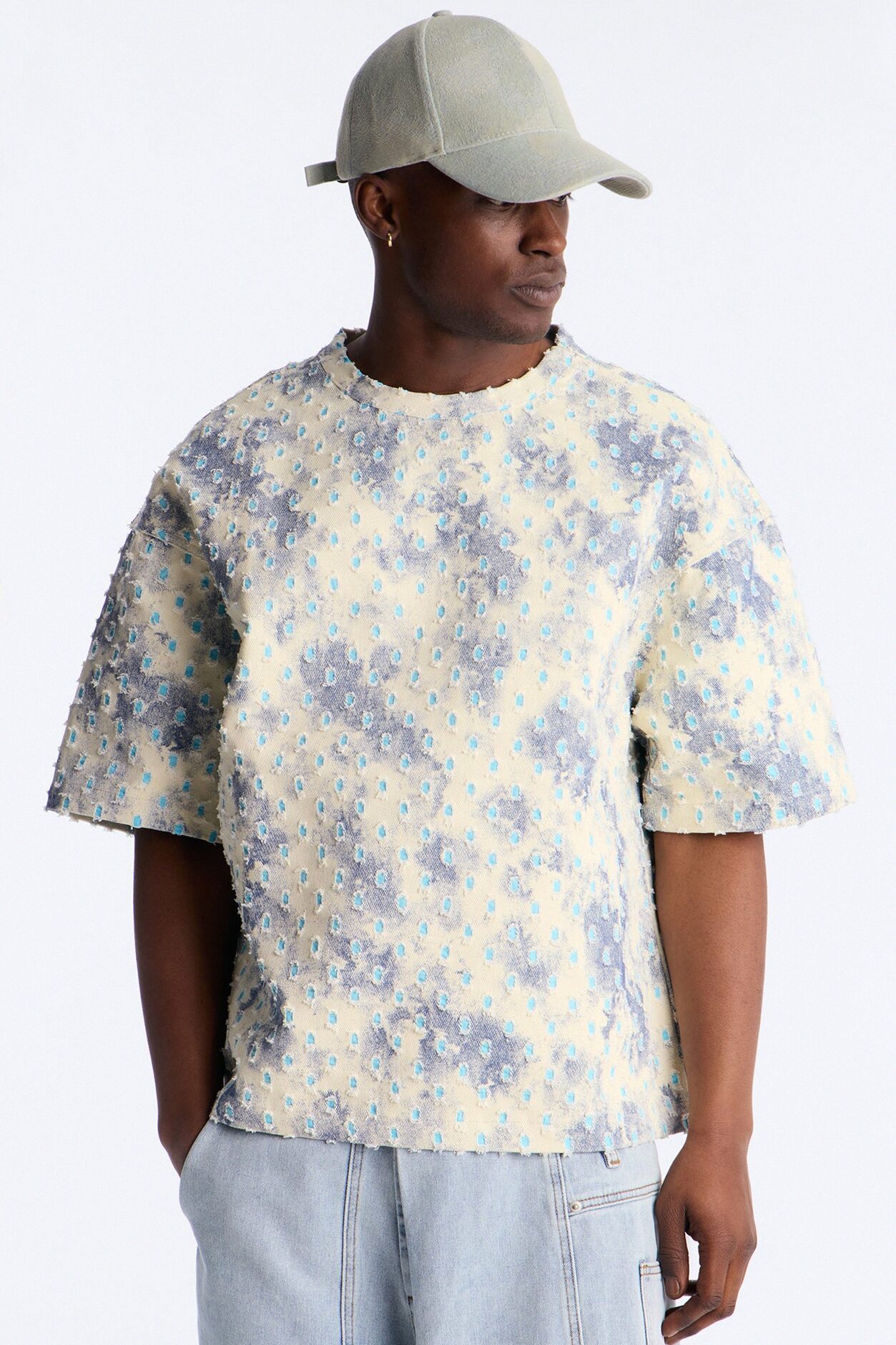 Boxy Desert Chrome Textured Shirt - White