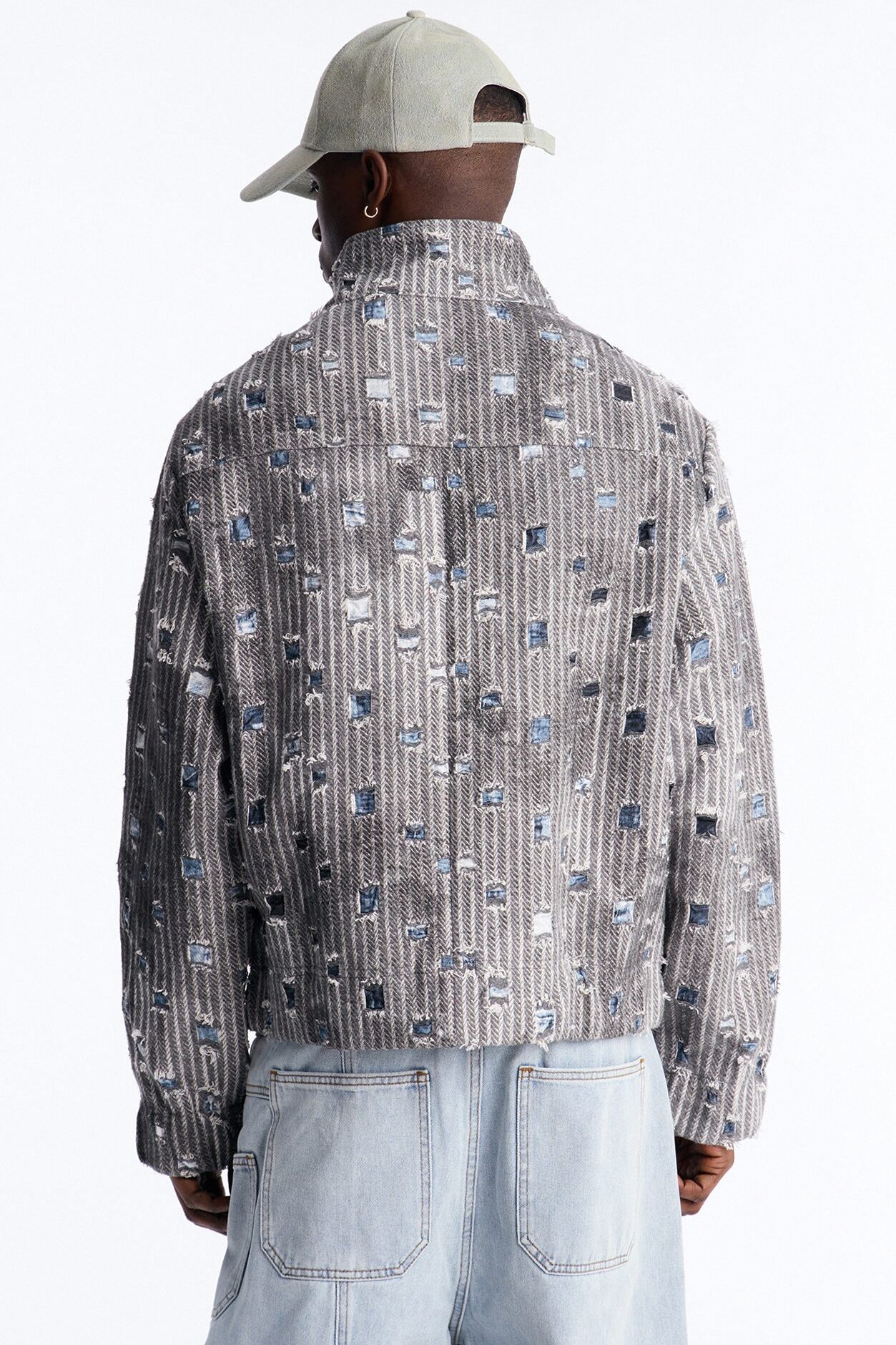 Indio Distressed Lightweight Tweed Jacket - Grey