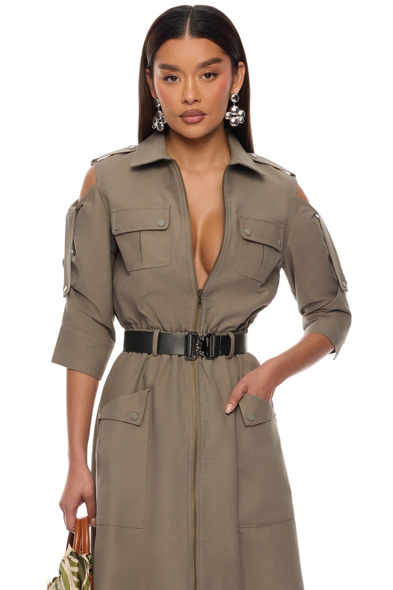 Morgan Cargo Maxi Dress - Olive
