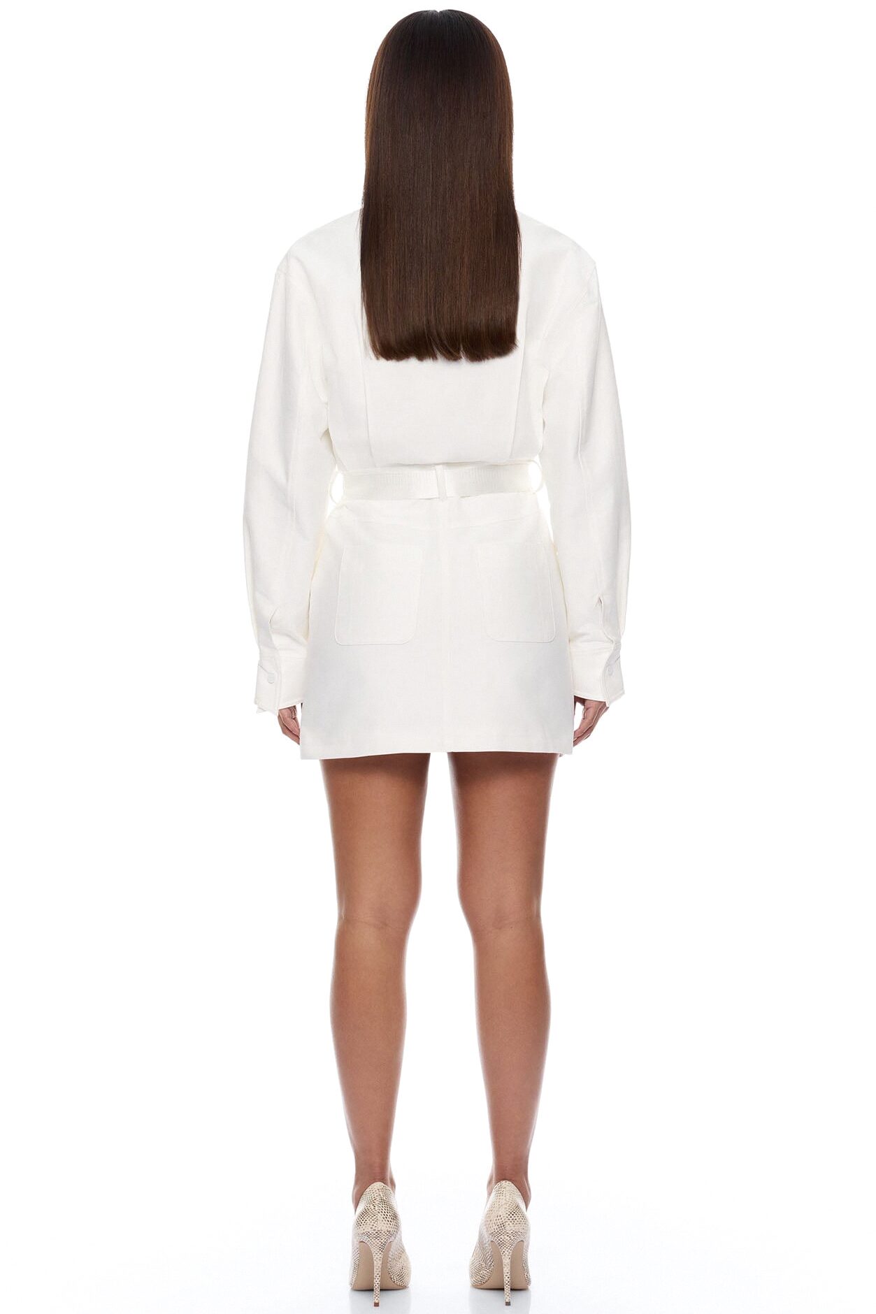 Morgan Belted Cargo Mini Dress - White