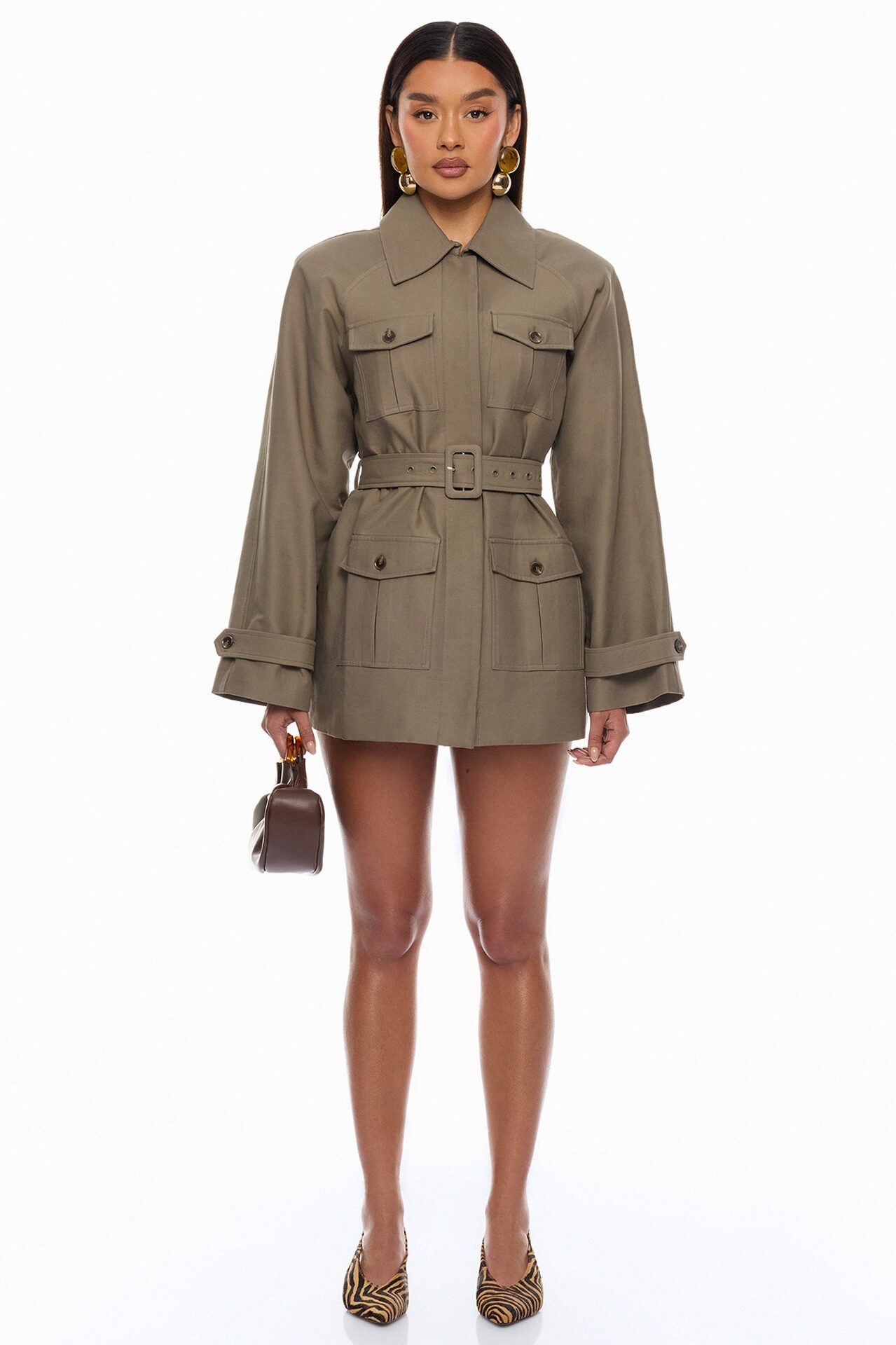 Marcella Belted Jacket - Olive