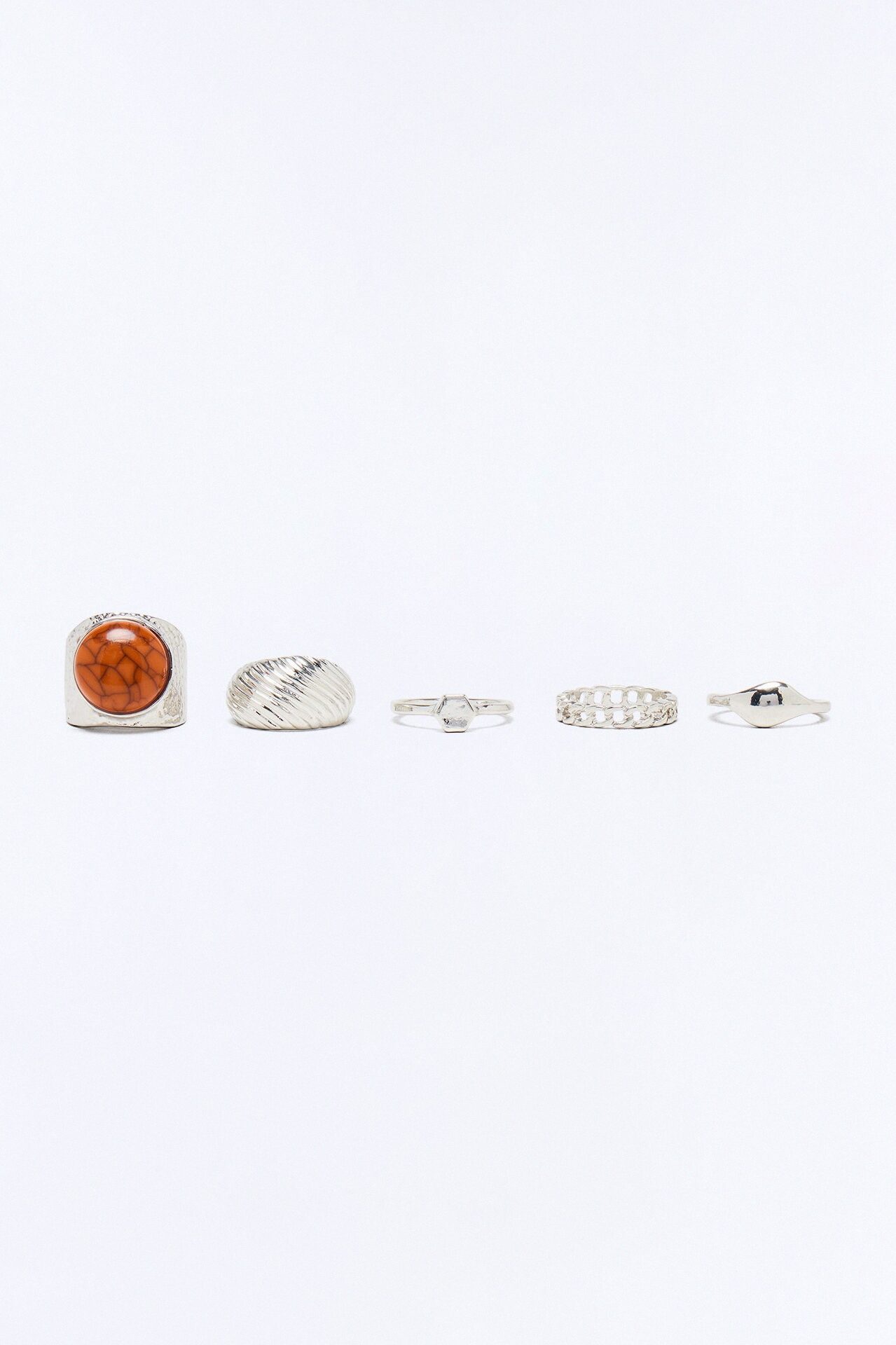 Late Night Dare 5 Piece Ring Set - Silver/Combo