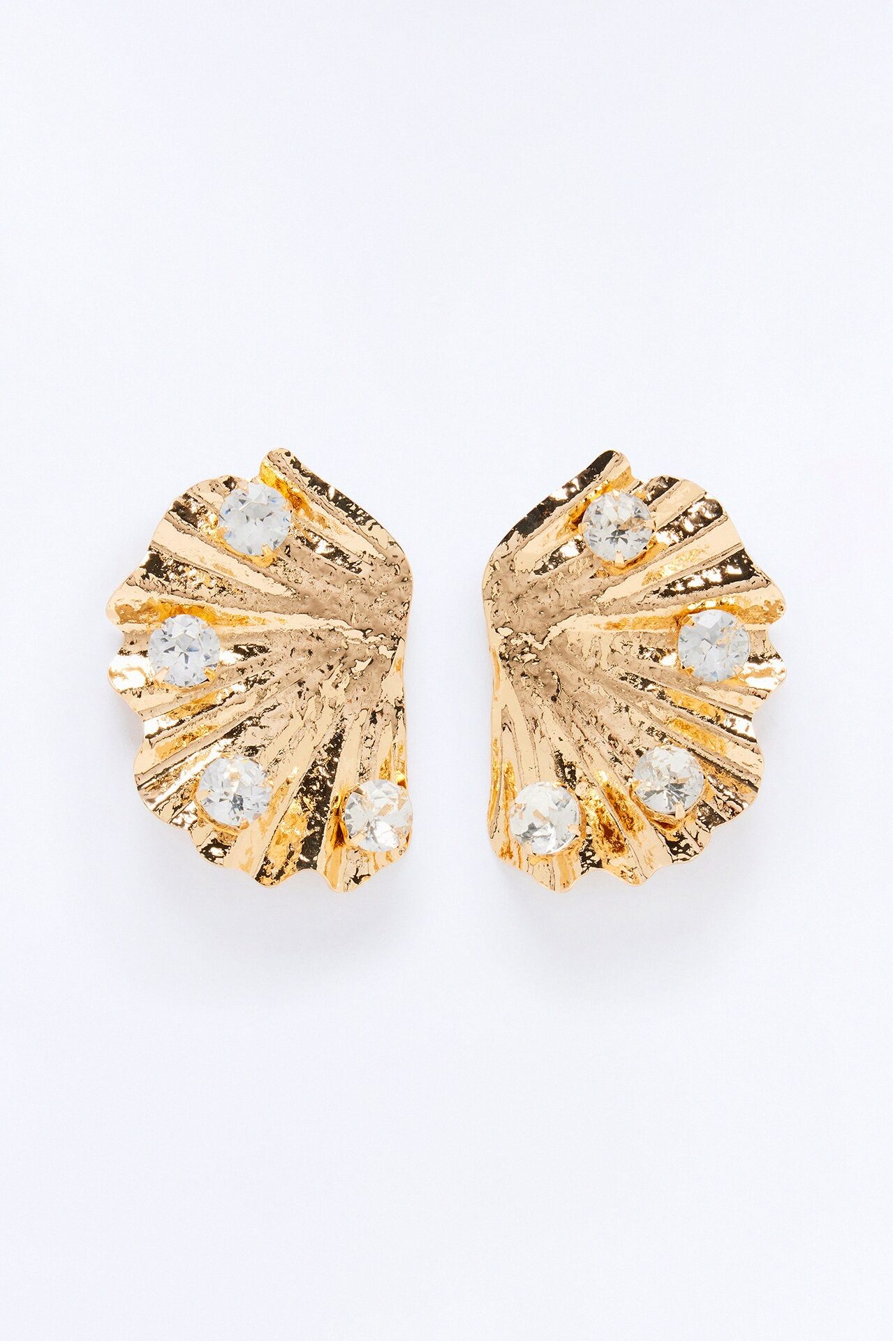 One Shell At A Time Rhinestones Drop Earrings - Gold