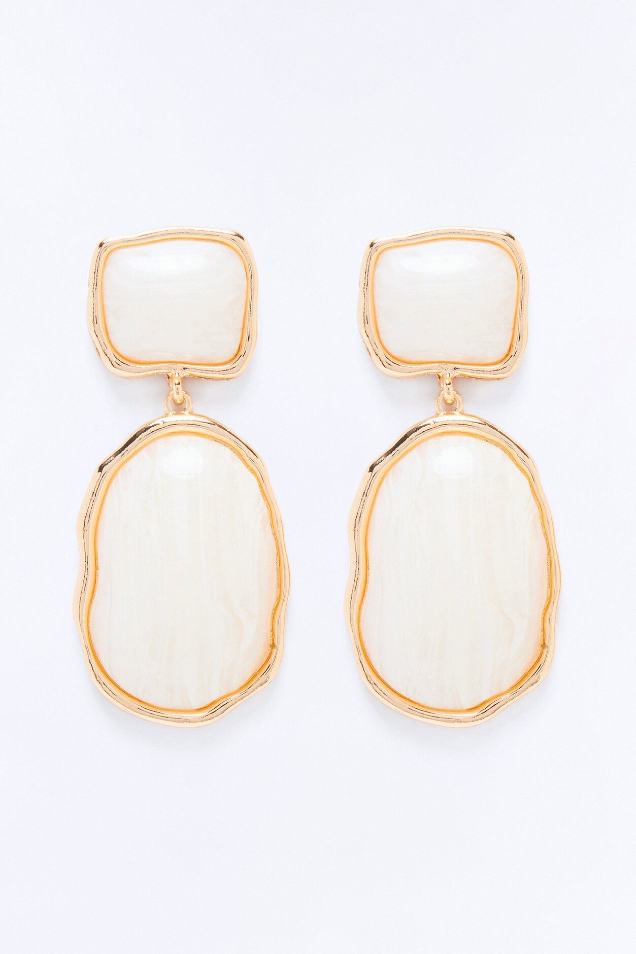 Angelic Aura Drop Earrings - White/Gold