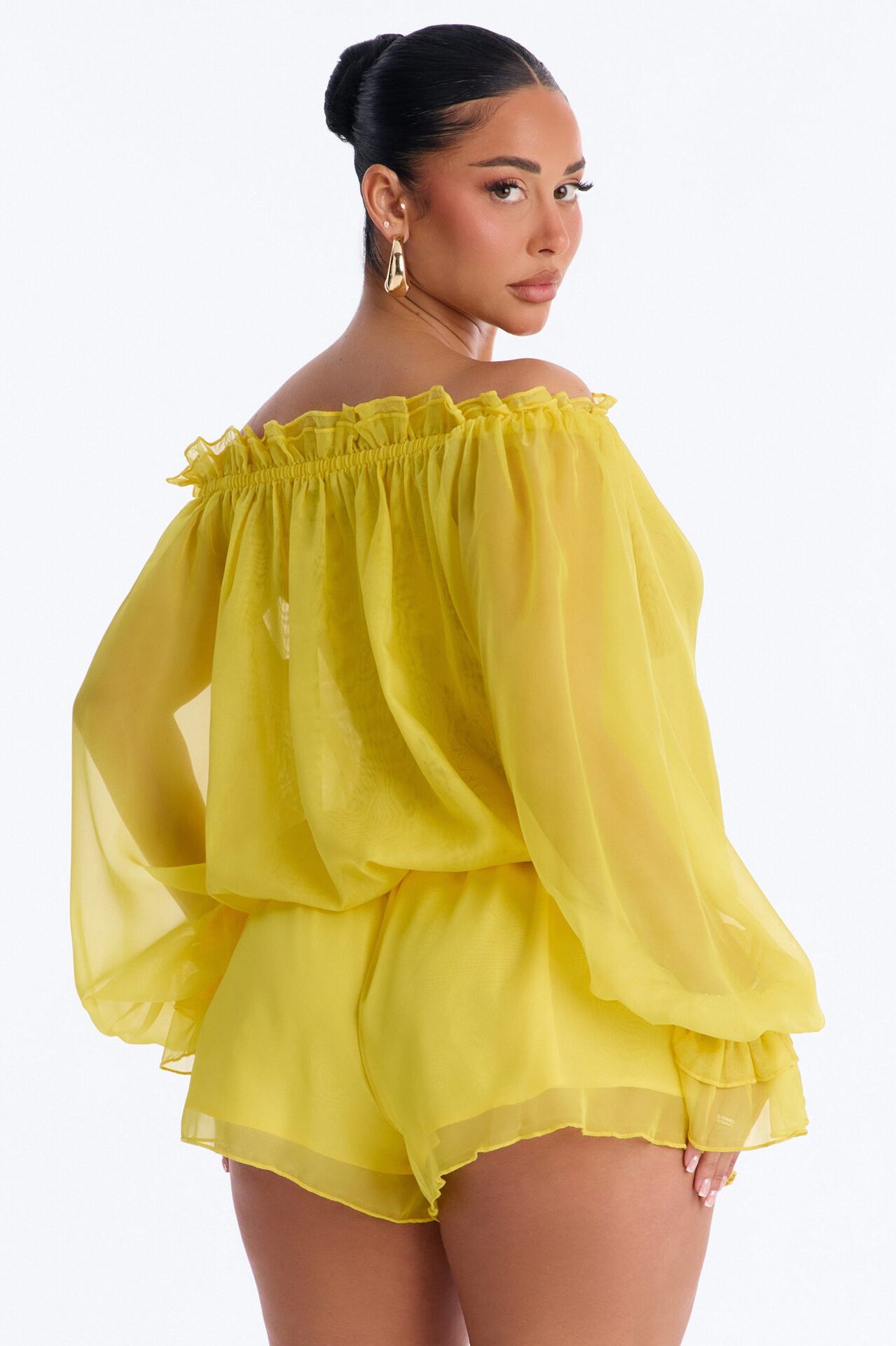 Dasha Chiffon Flowy Romper - Yellow