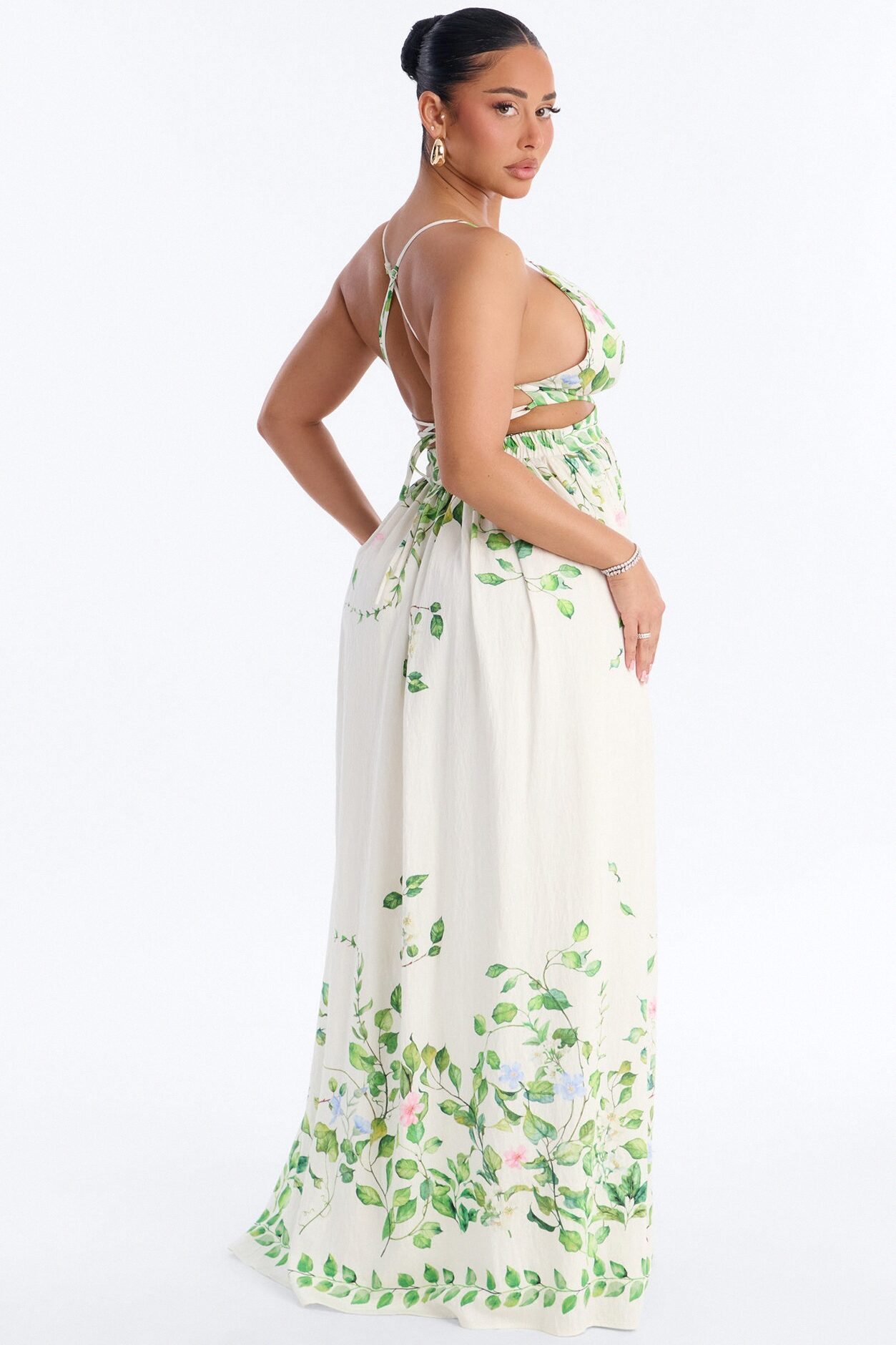 Dainty Love Linen Maxi Dress - Ivory/combo