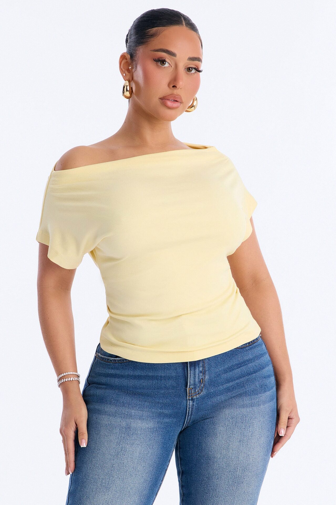 Eva Effortless One Shoulder Top - Butter Yellow