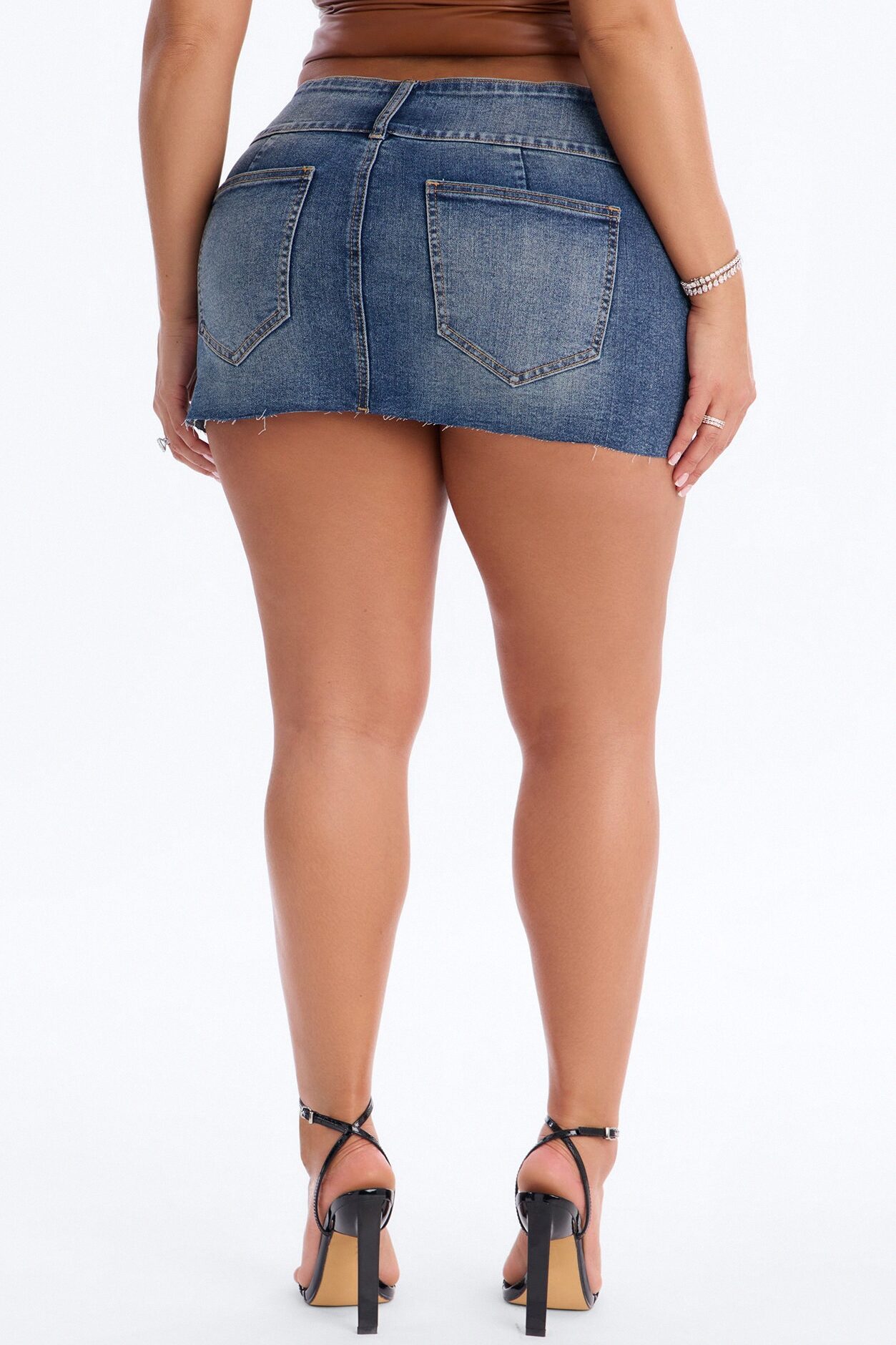 Sierra Triple Button Stretch Denim Mini Skirt - Medium Wash