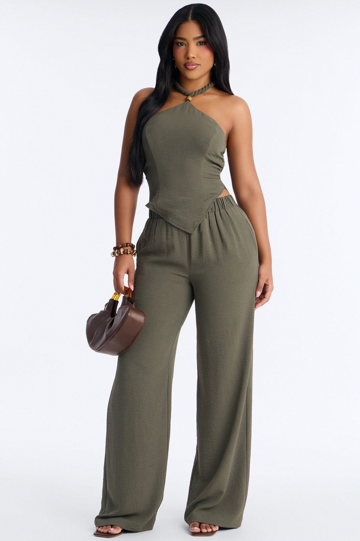 Mariana Halter Pant Set - Olive