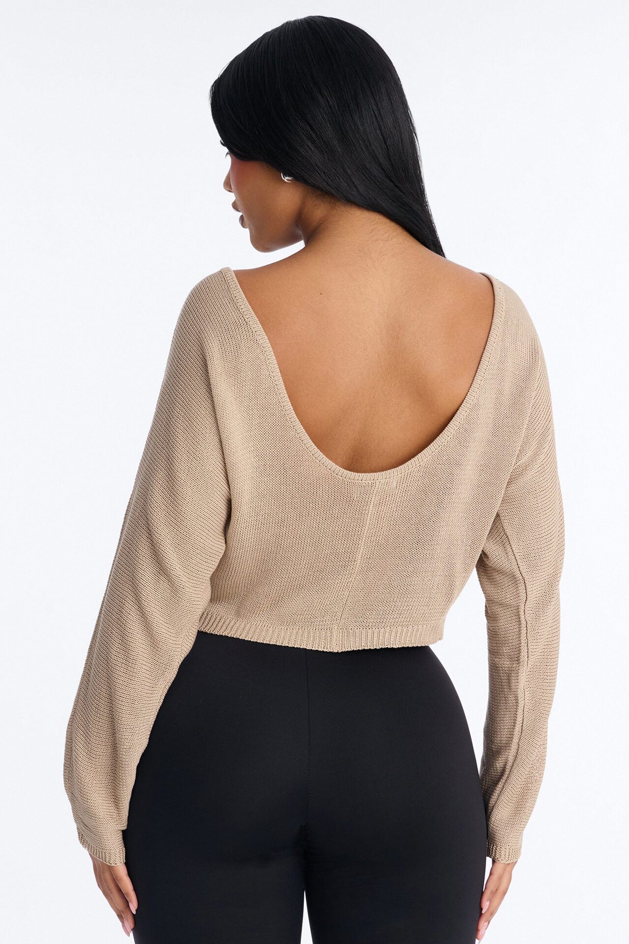 Island Girl Backless Sweater Top - Taupe