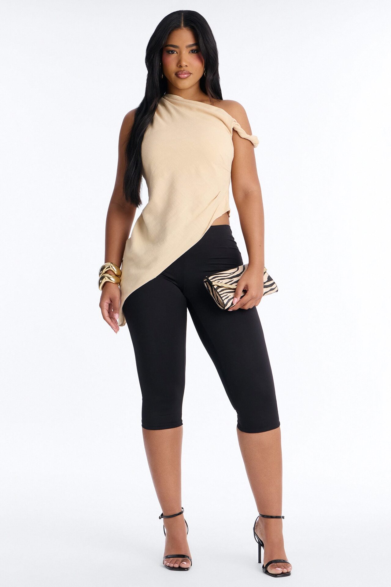 Butter And Baguettes Only One Shoulder Linen Top - Cream