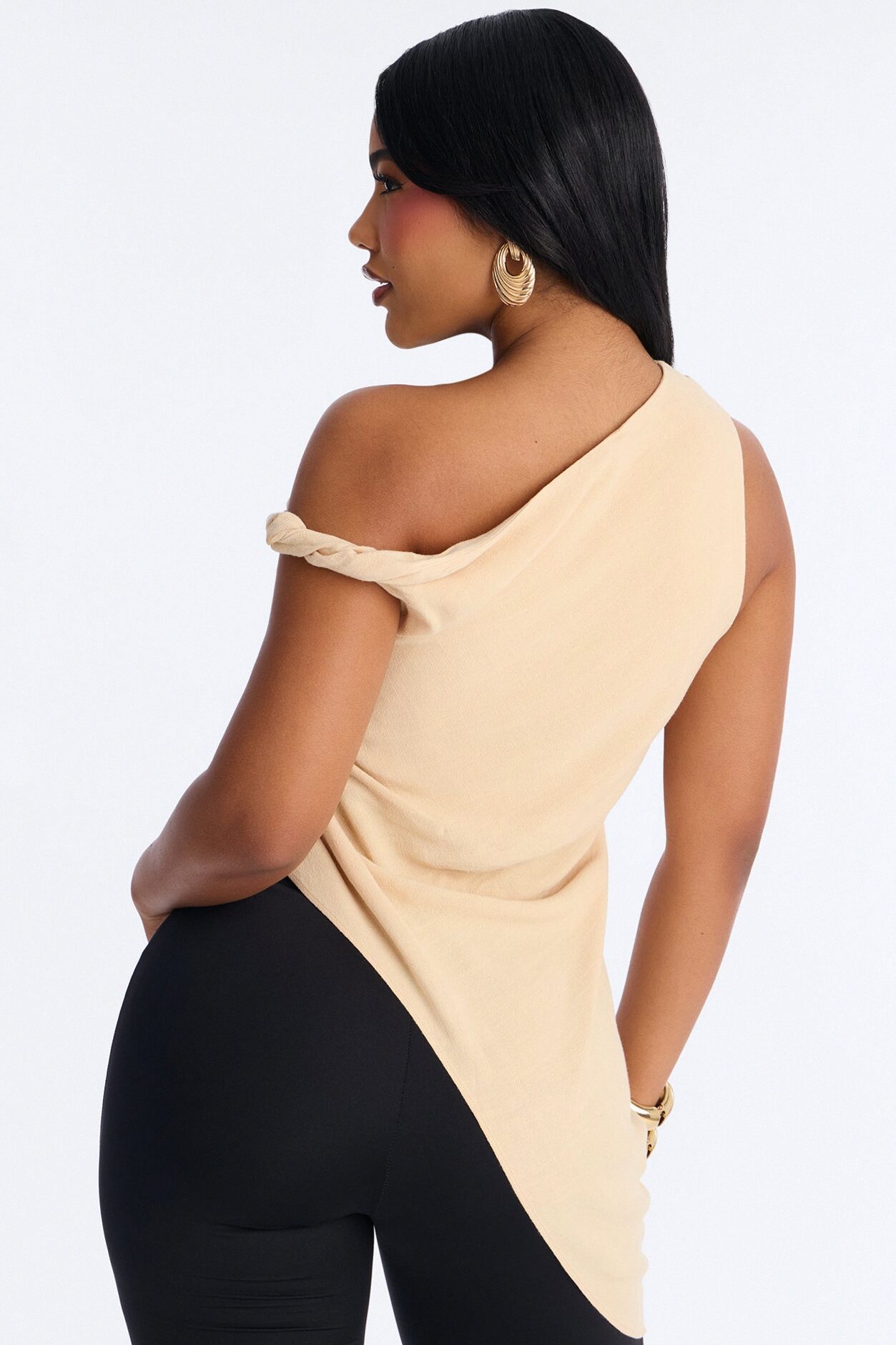 Butter And Baguettes Only One Shoulder Linen Top - Cream