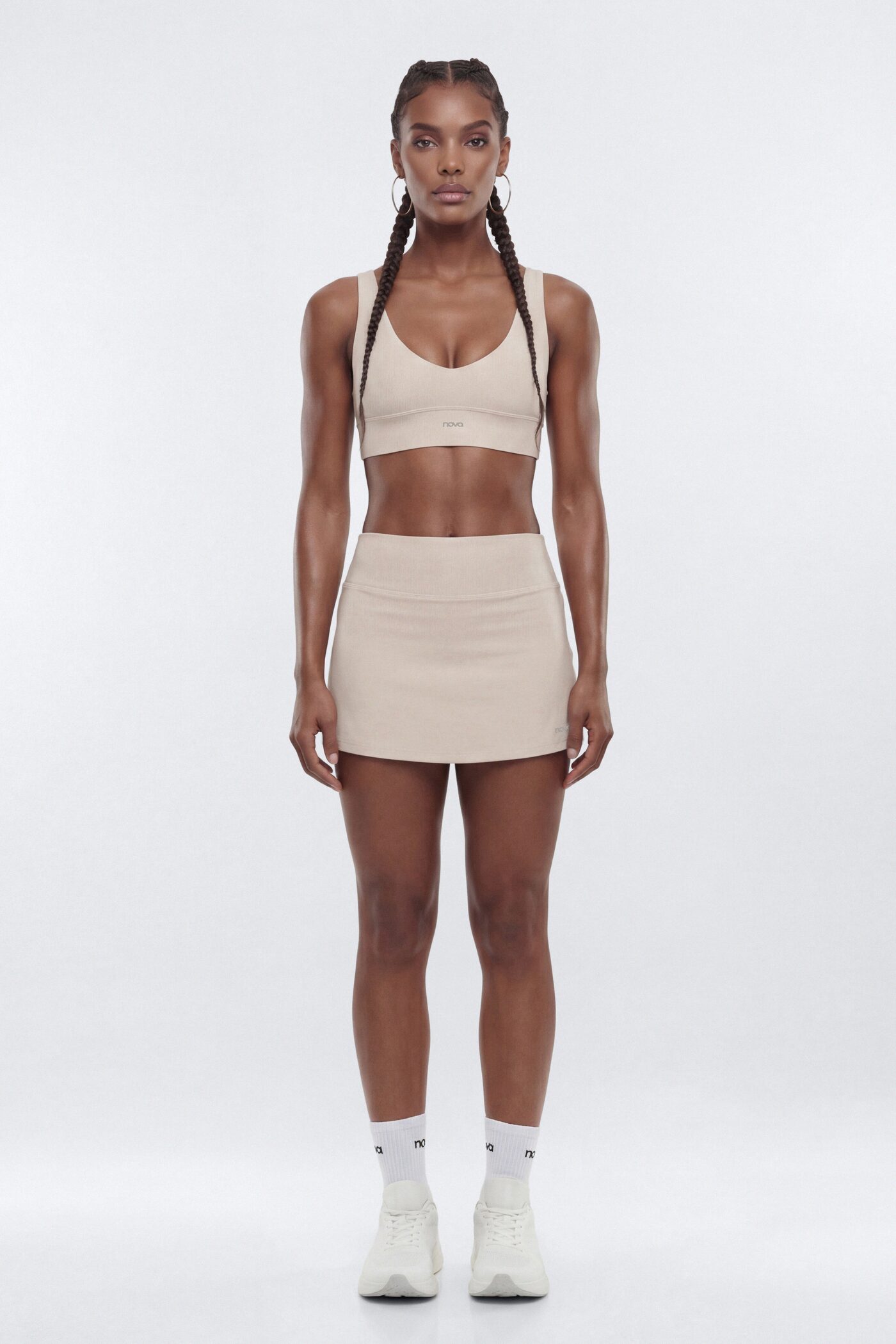 AirSculpt™ V Neck Sports Bra - Oat Milk