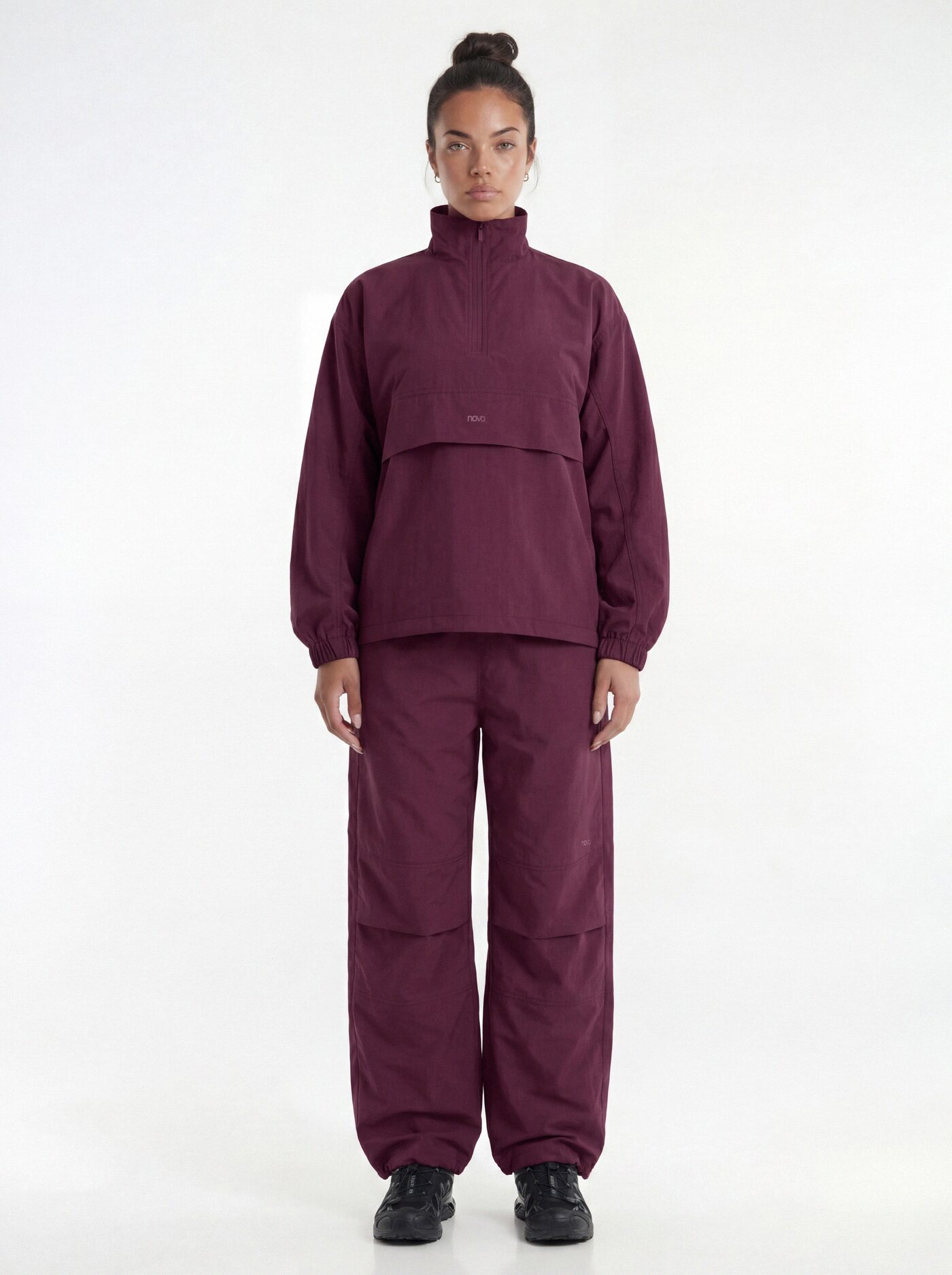 CoreNylon 32″ Wide Leg Track Pant - Merlot